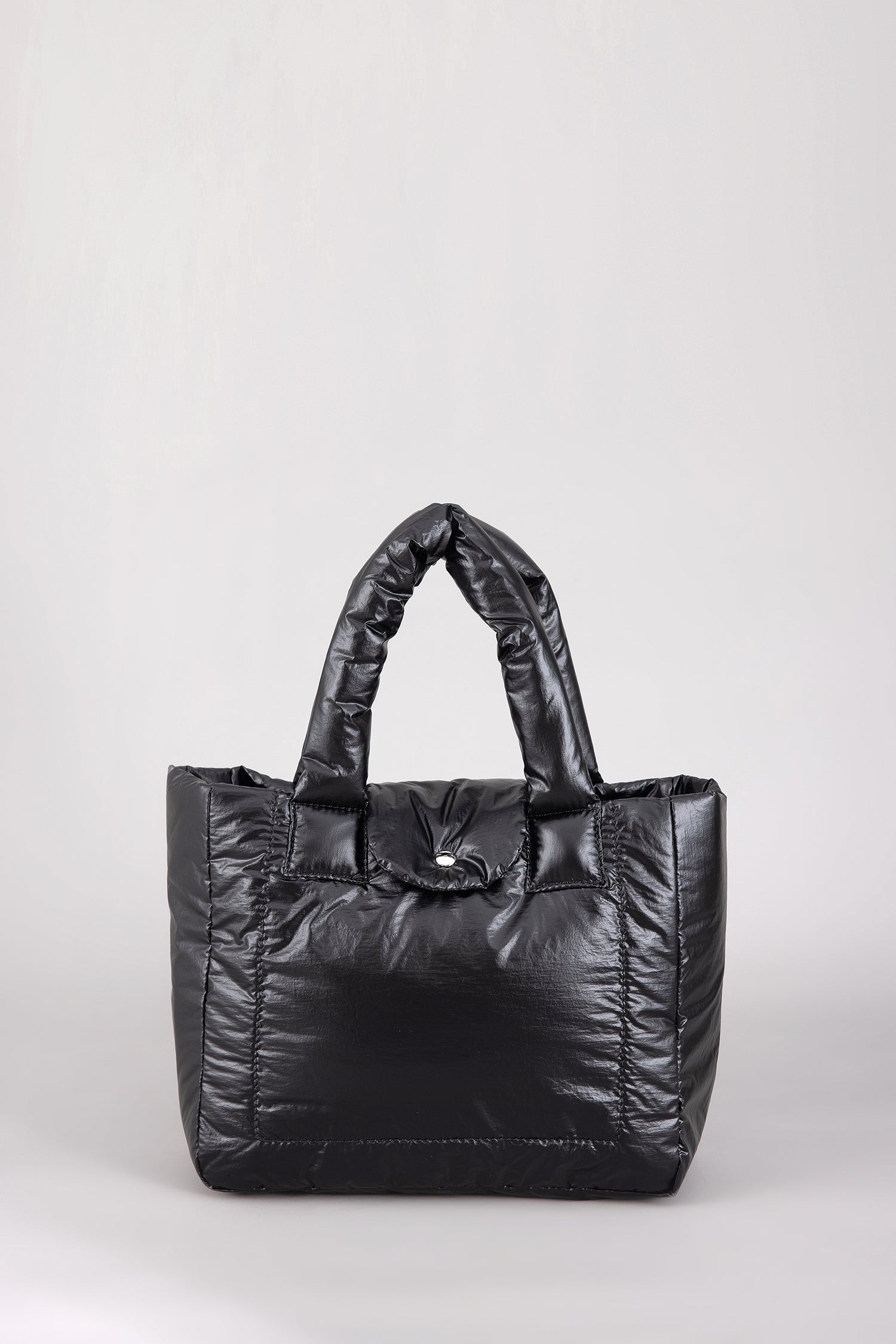 Top Handle Puffer Tote - Black