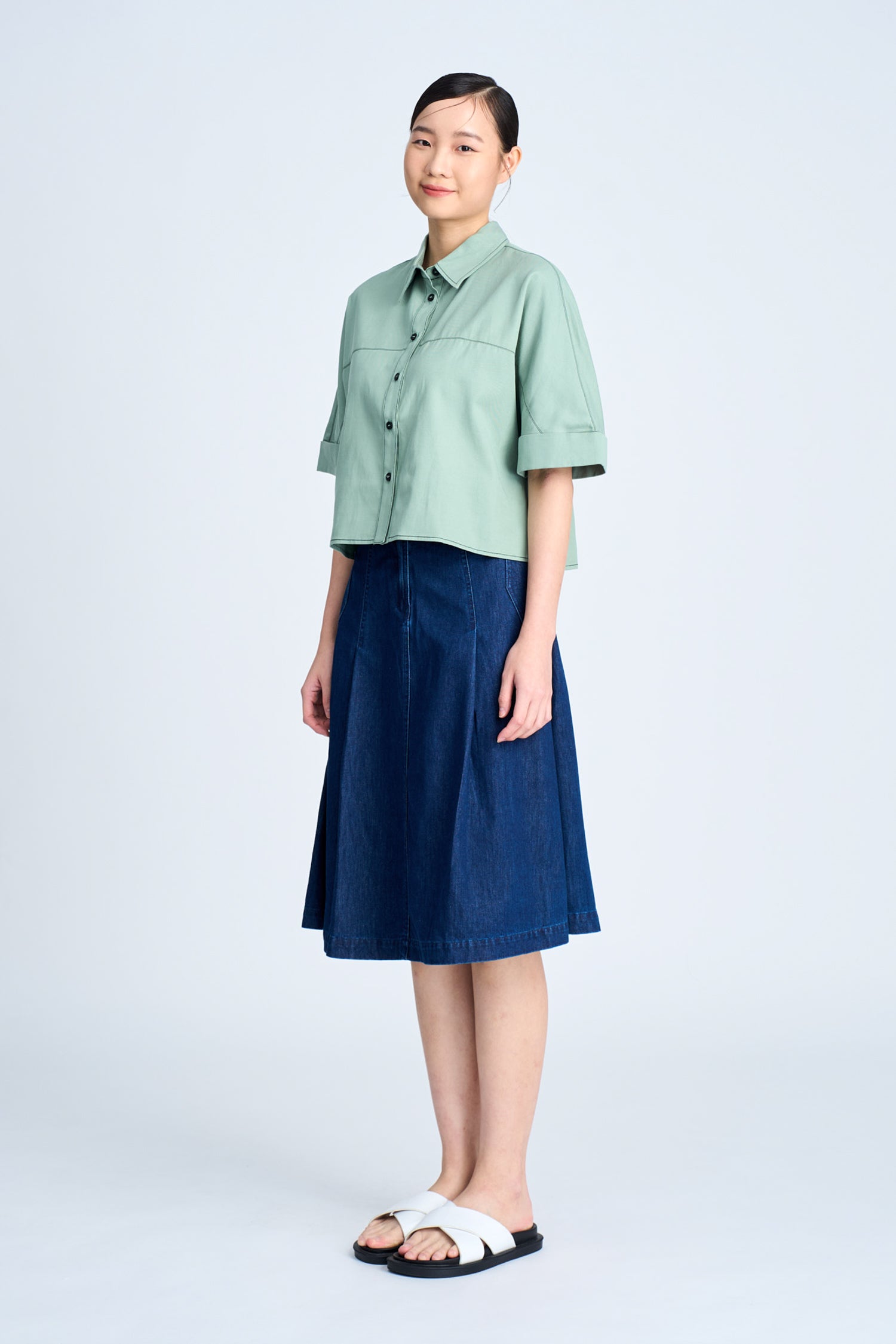 Wide Cut Blouse - Ice Green