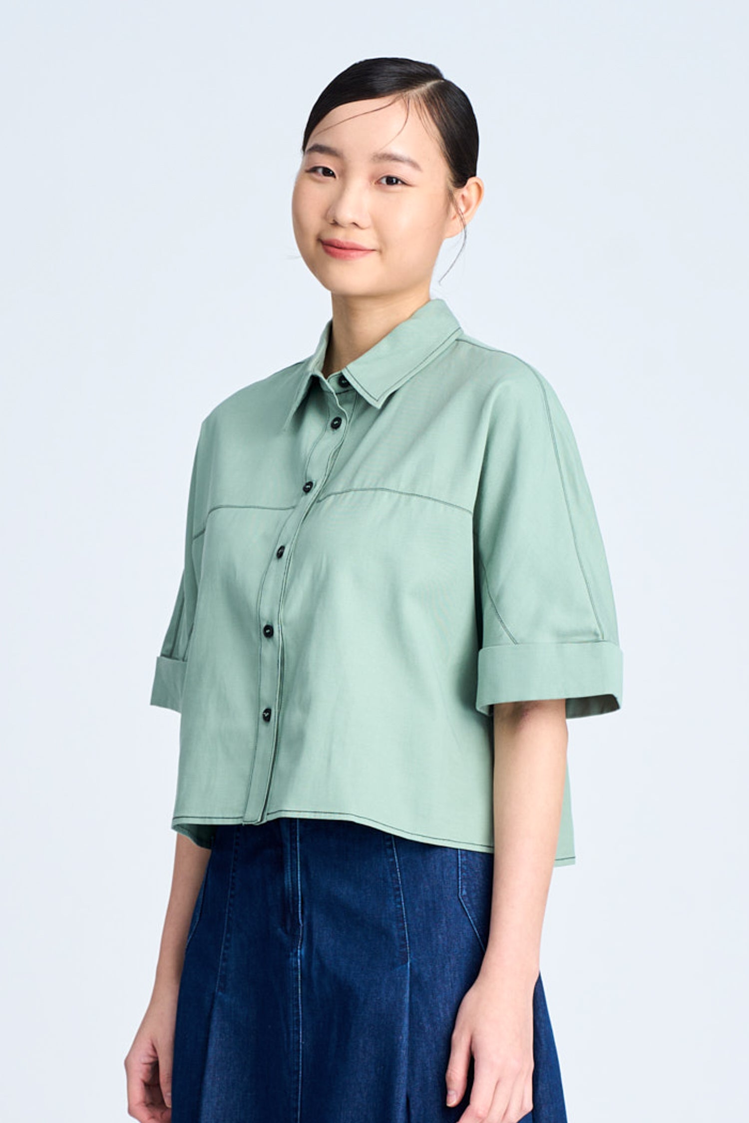 Wide Cut Blouse - Ice Green