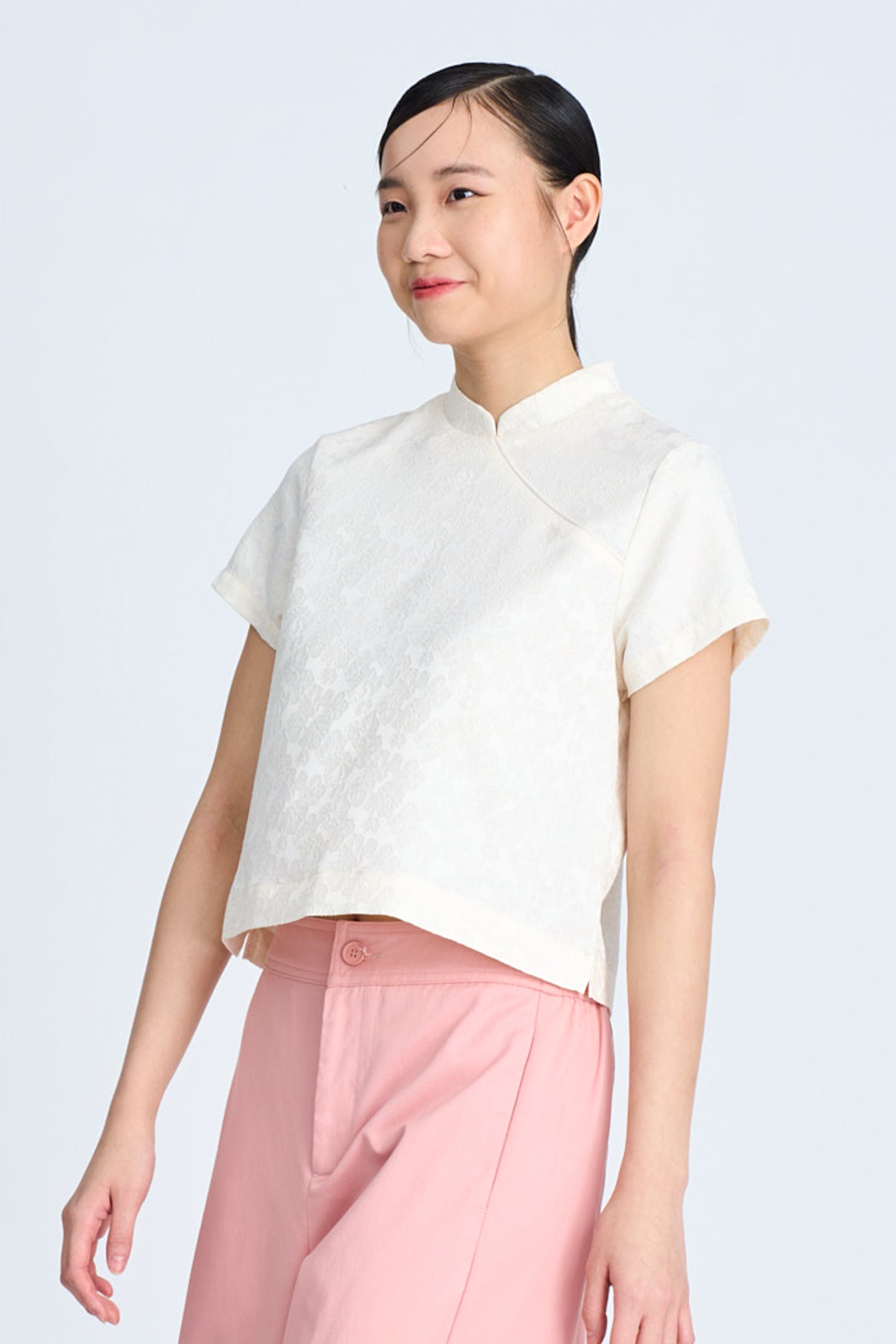 Mandarin Collar Blouse - Sand