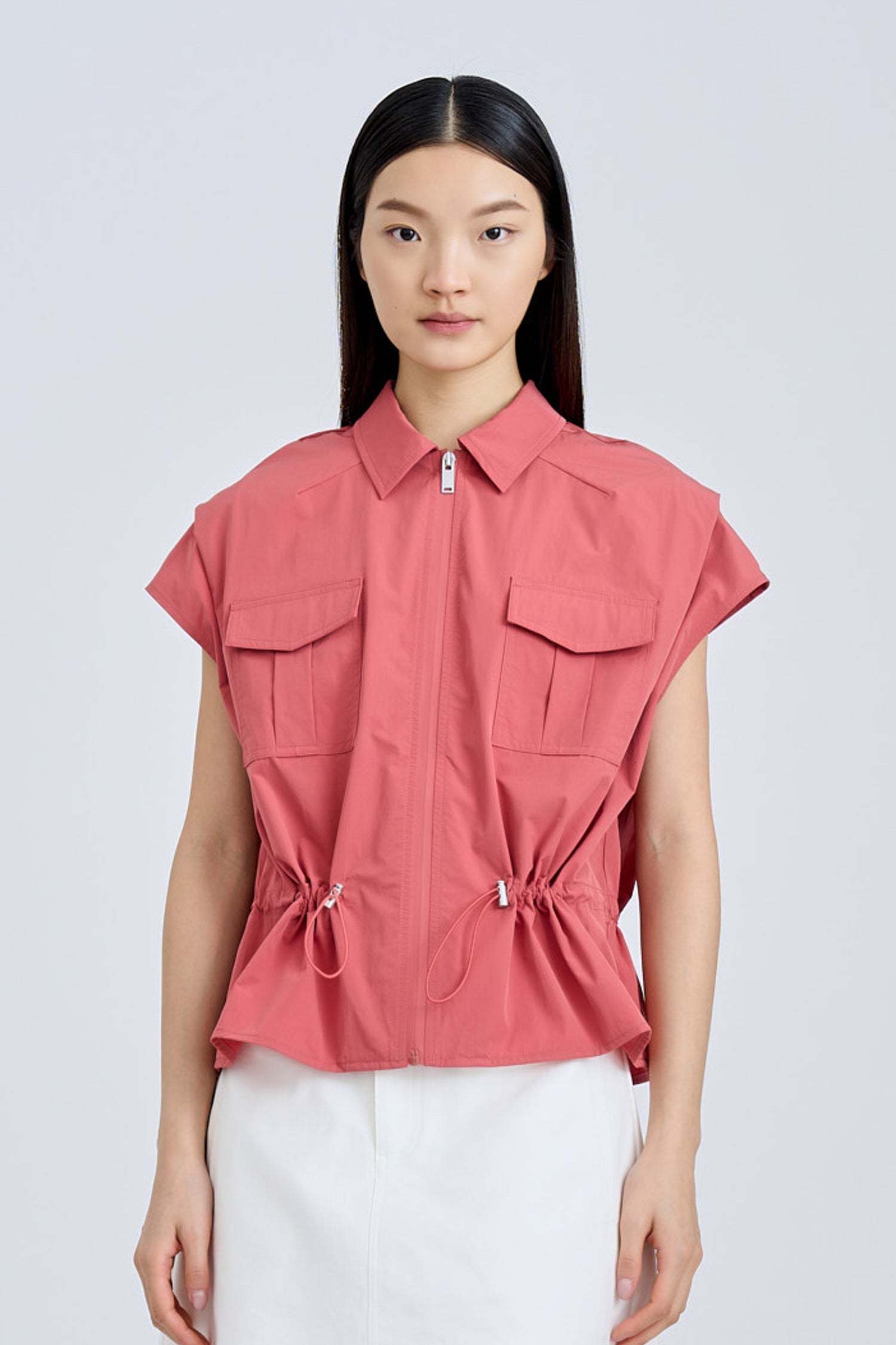 Drawcord Blouse - Dusty Cedar