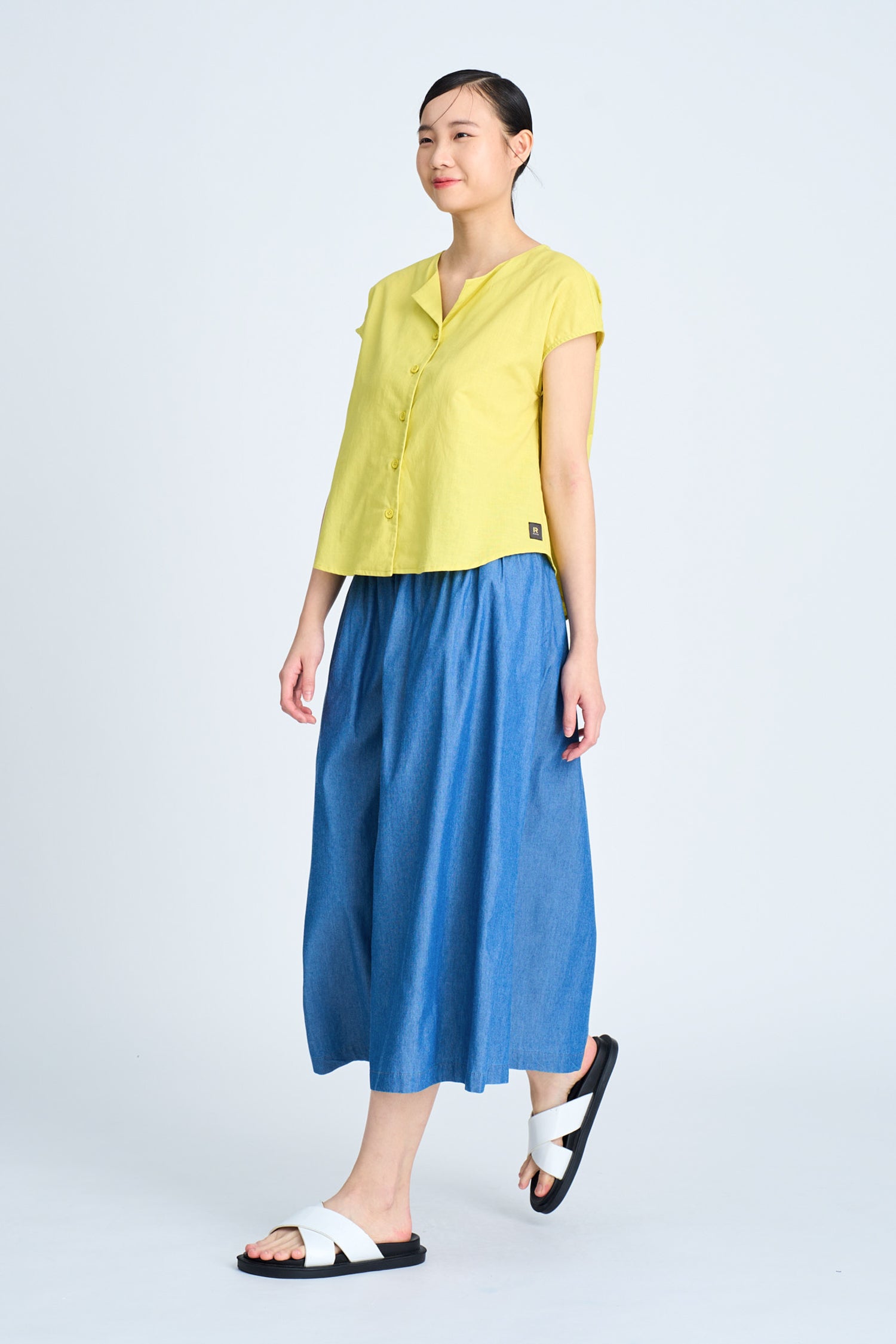 Sleeveless Button Blouse - Chartreuse