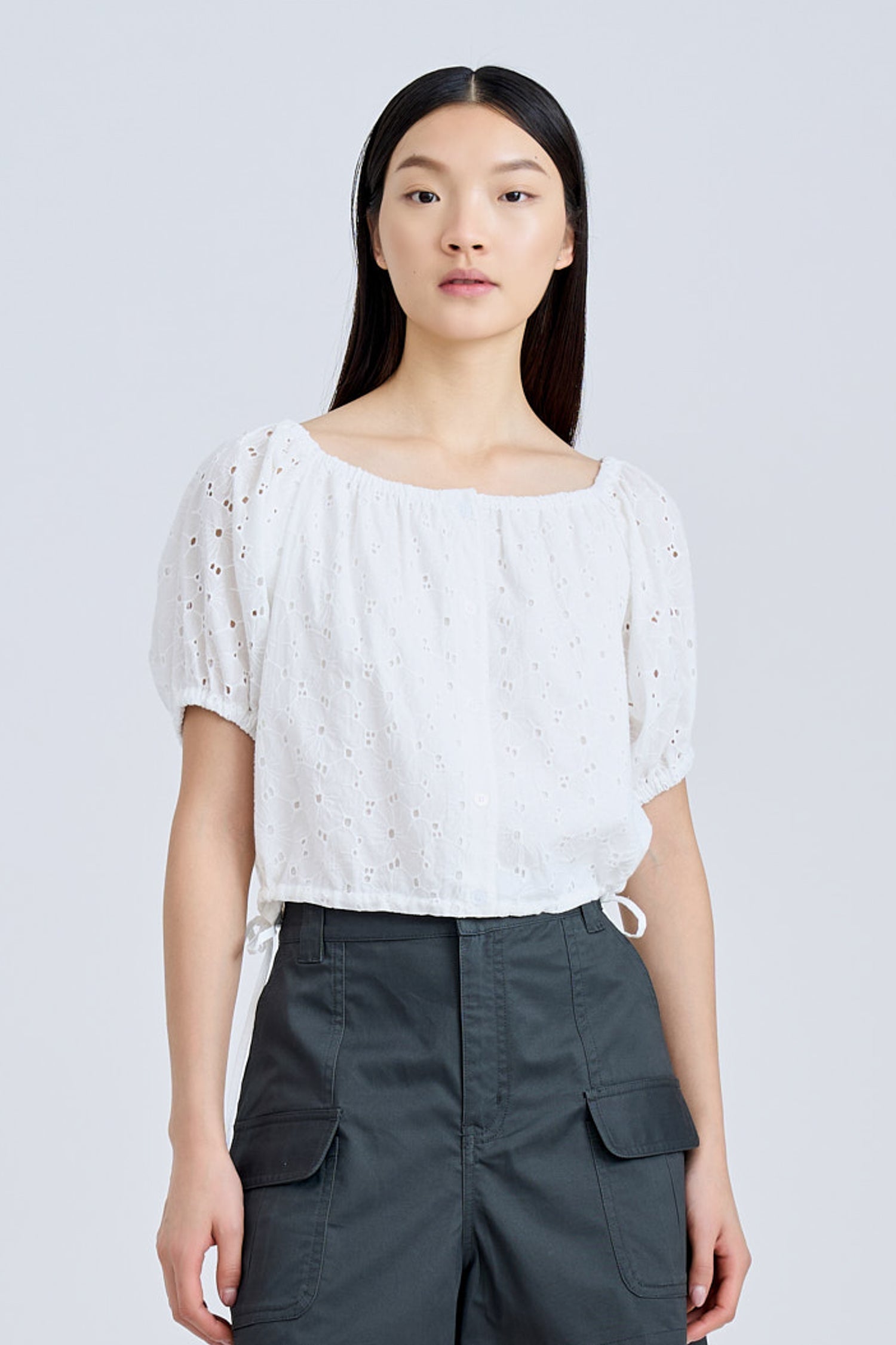 Drawstring Blouse - Cream