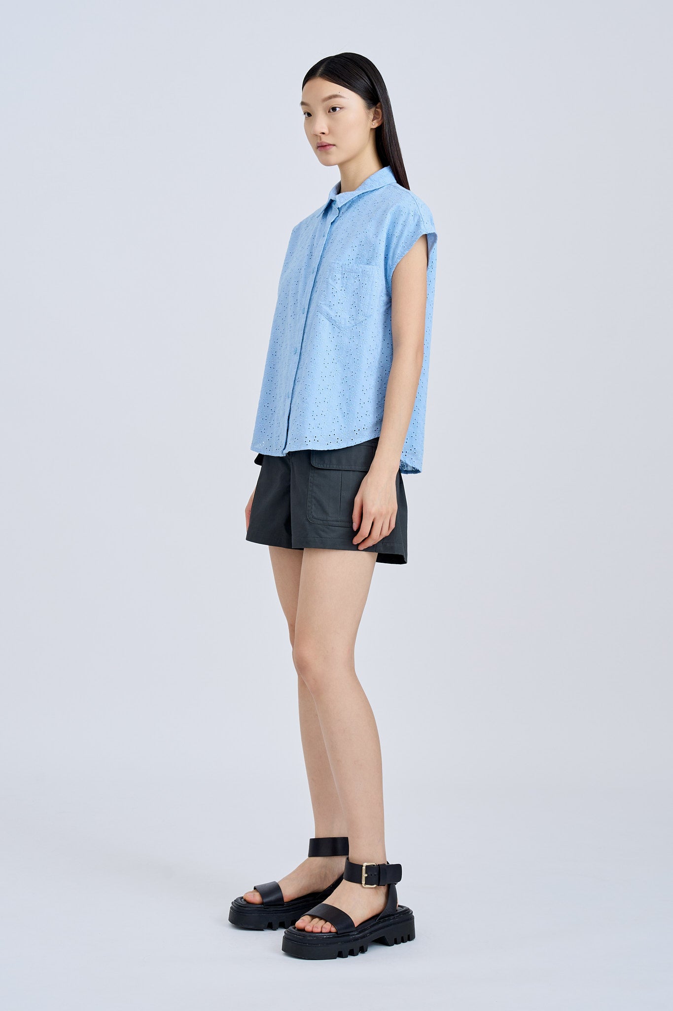 Patch Pocket Blouse - Sky Blue