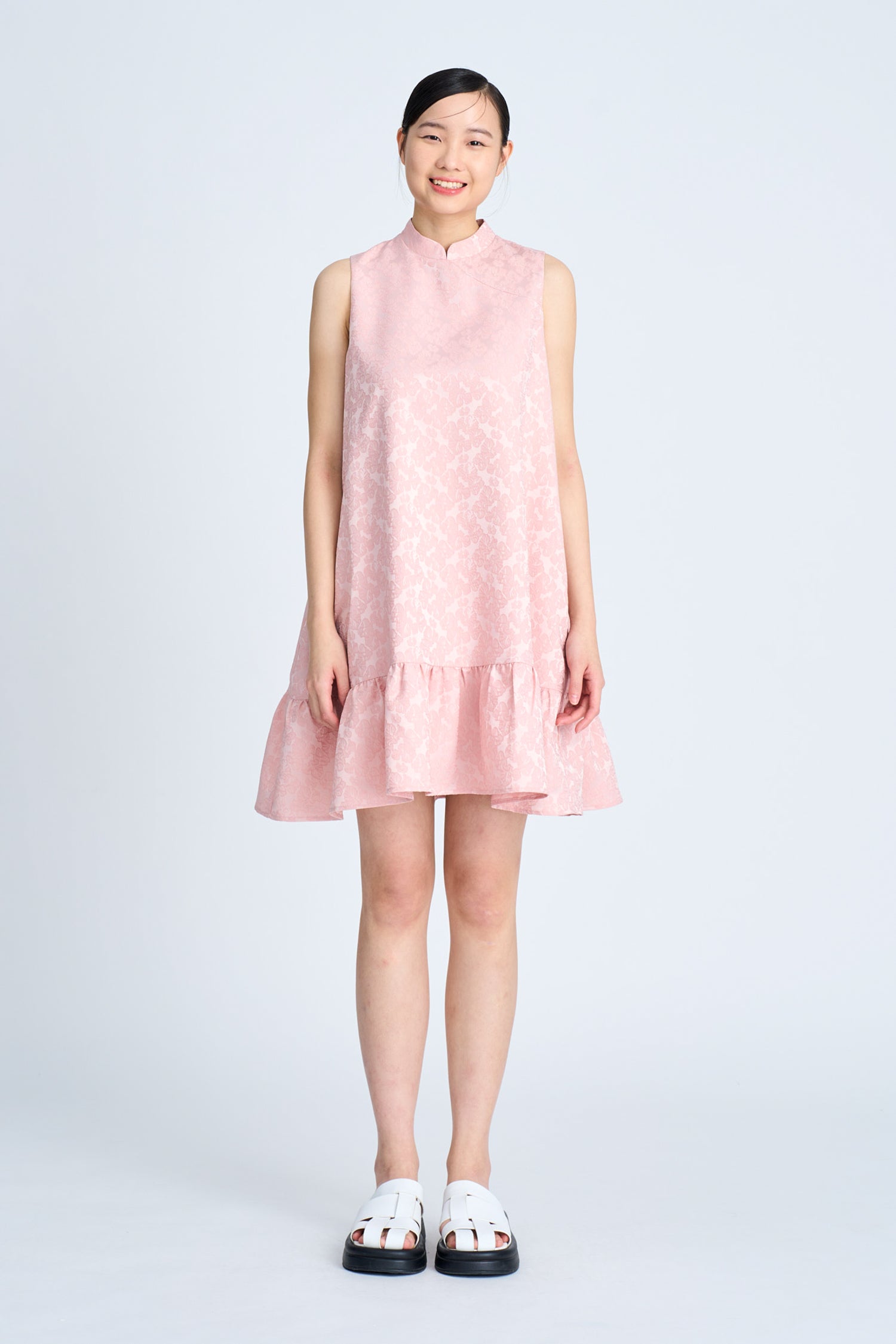 Mandarin Collar Dress - Blush