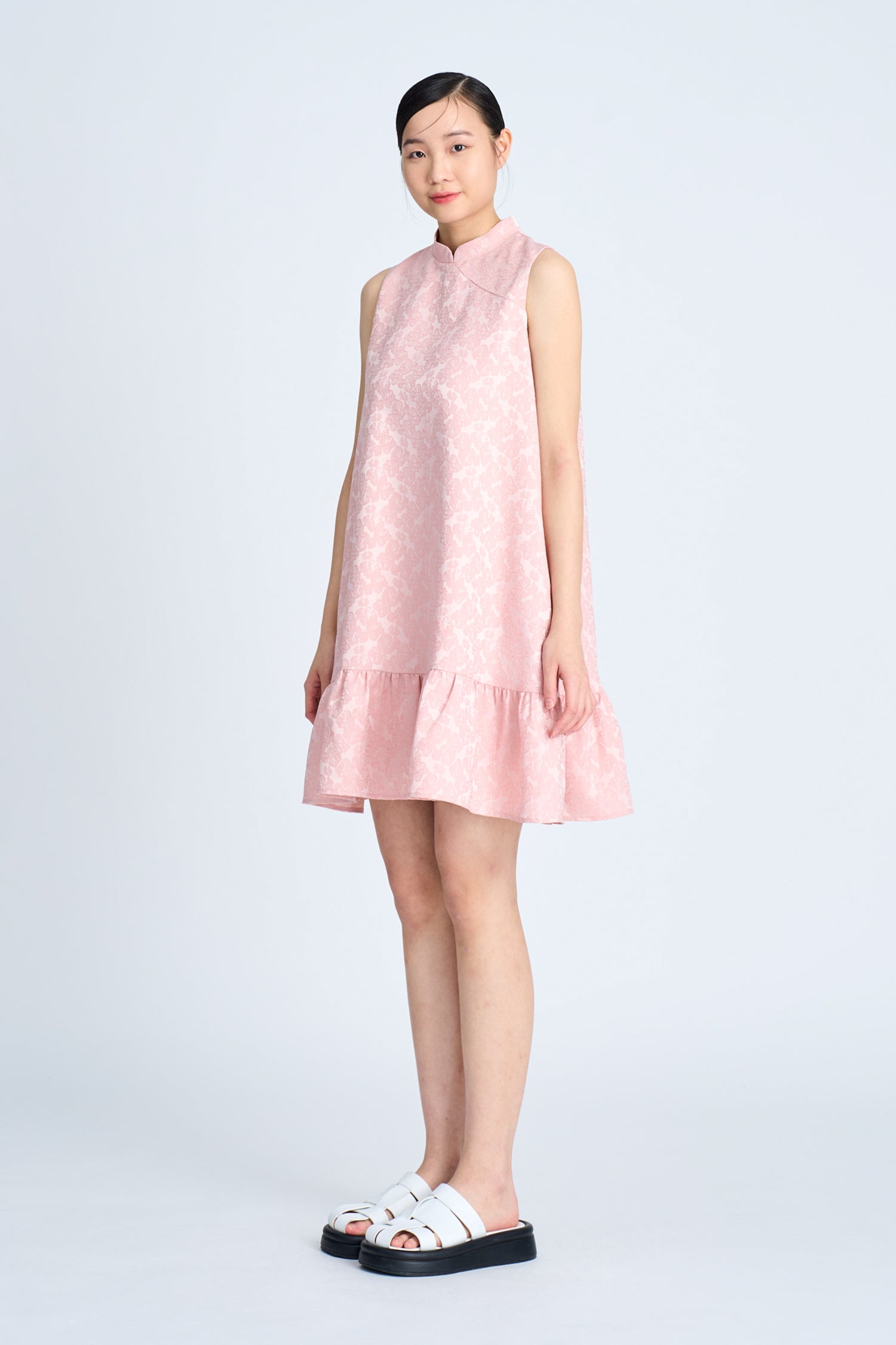 Mandarin Collar Dress - Blush