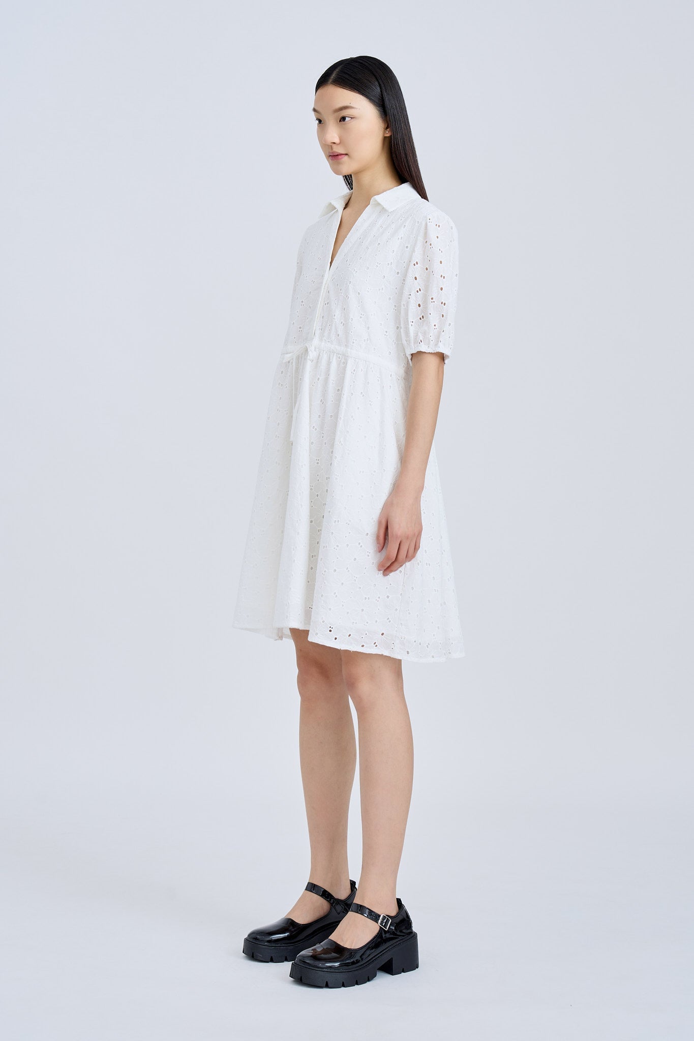 Draw Waist Dress - Cream