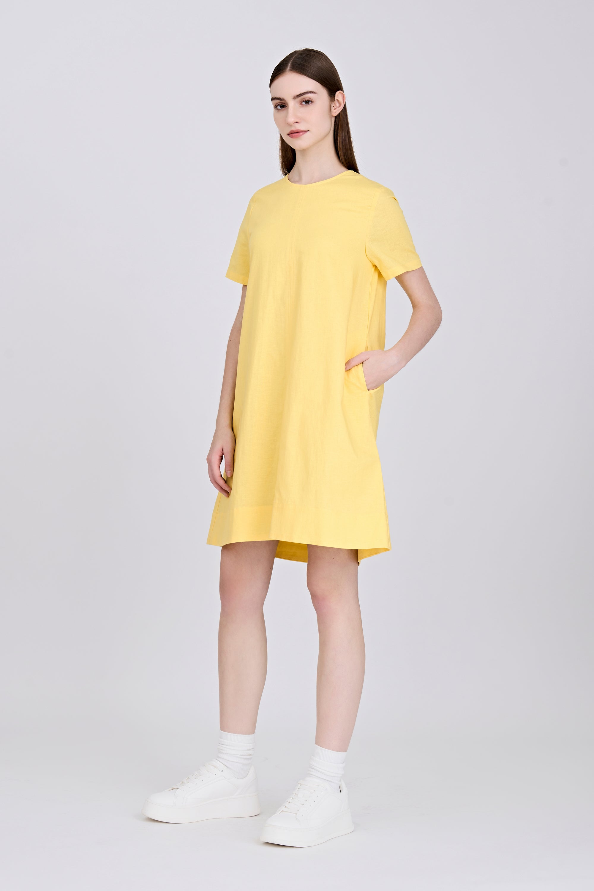 Floral Short Sleeve Dress - Canary