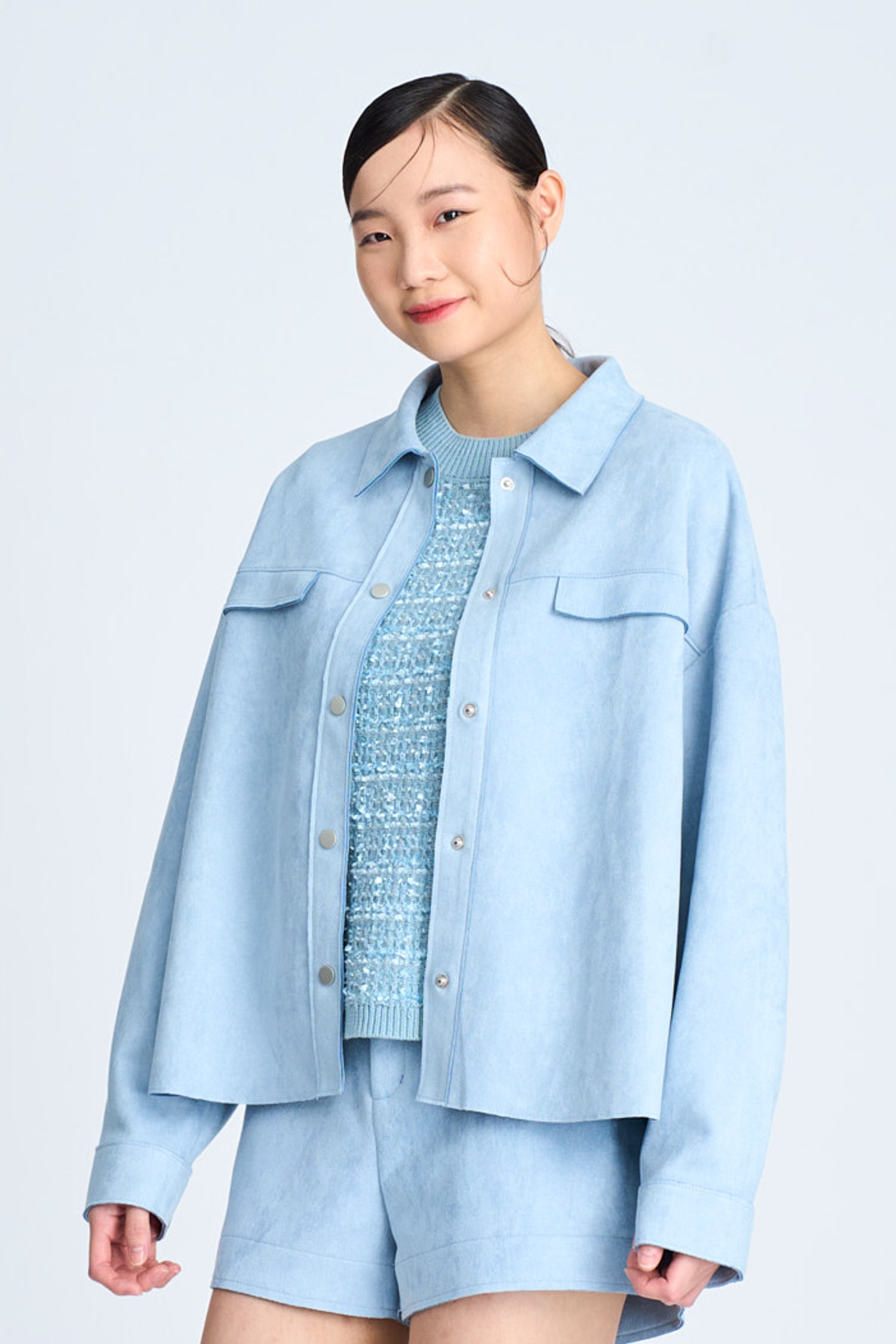 Suede Jacket - Dusty Blue