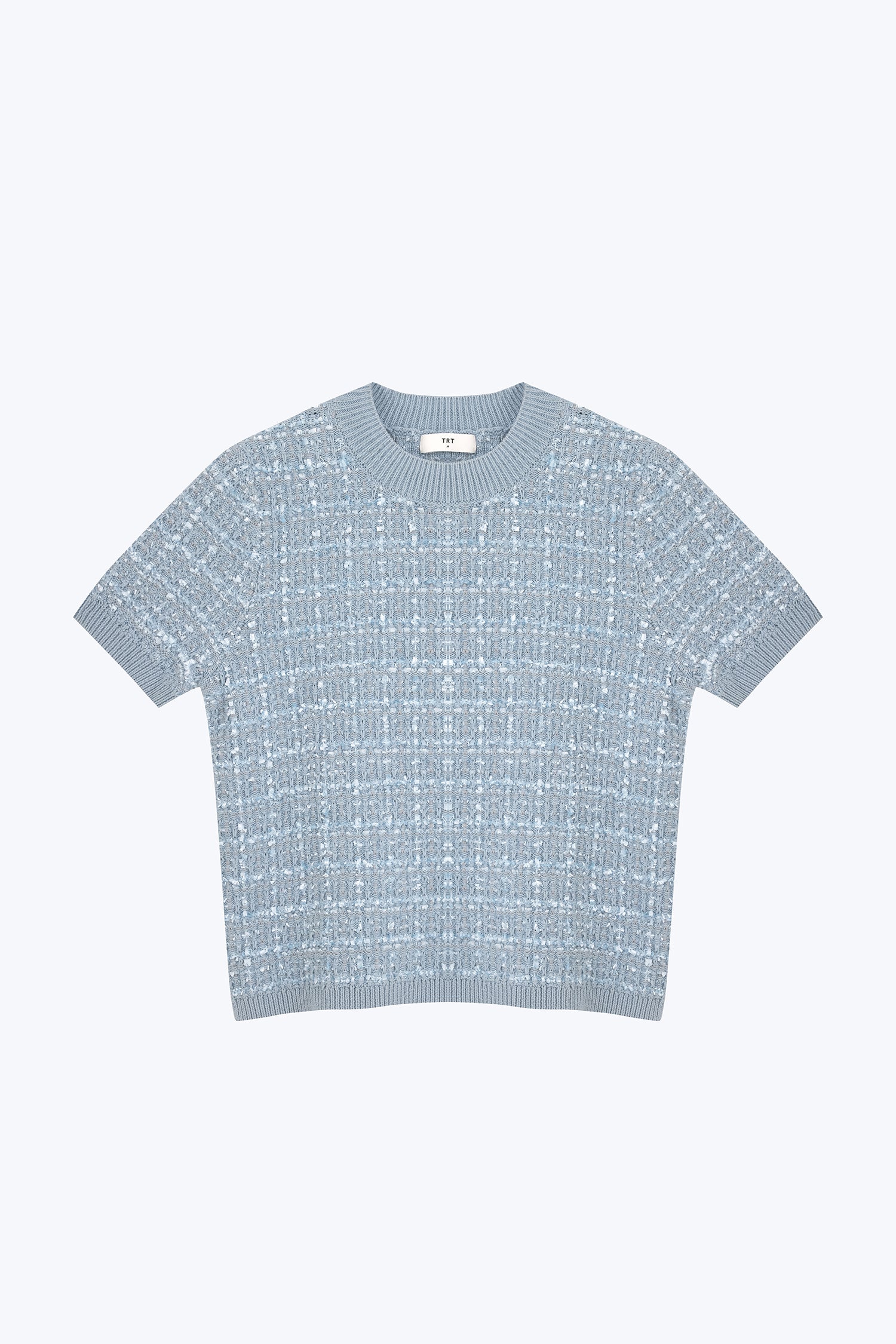 Knitted Tweed Top - Dusty Blue