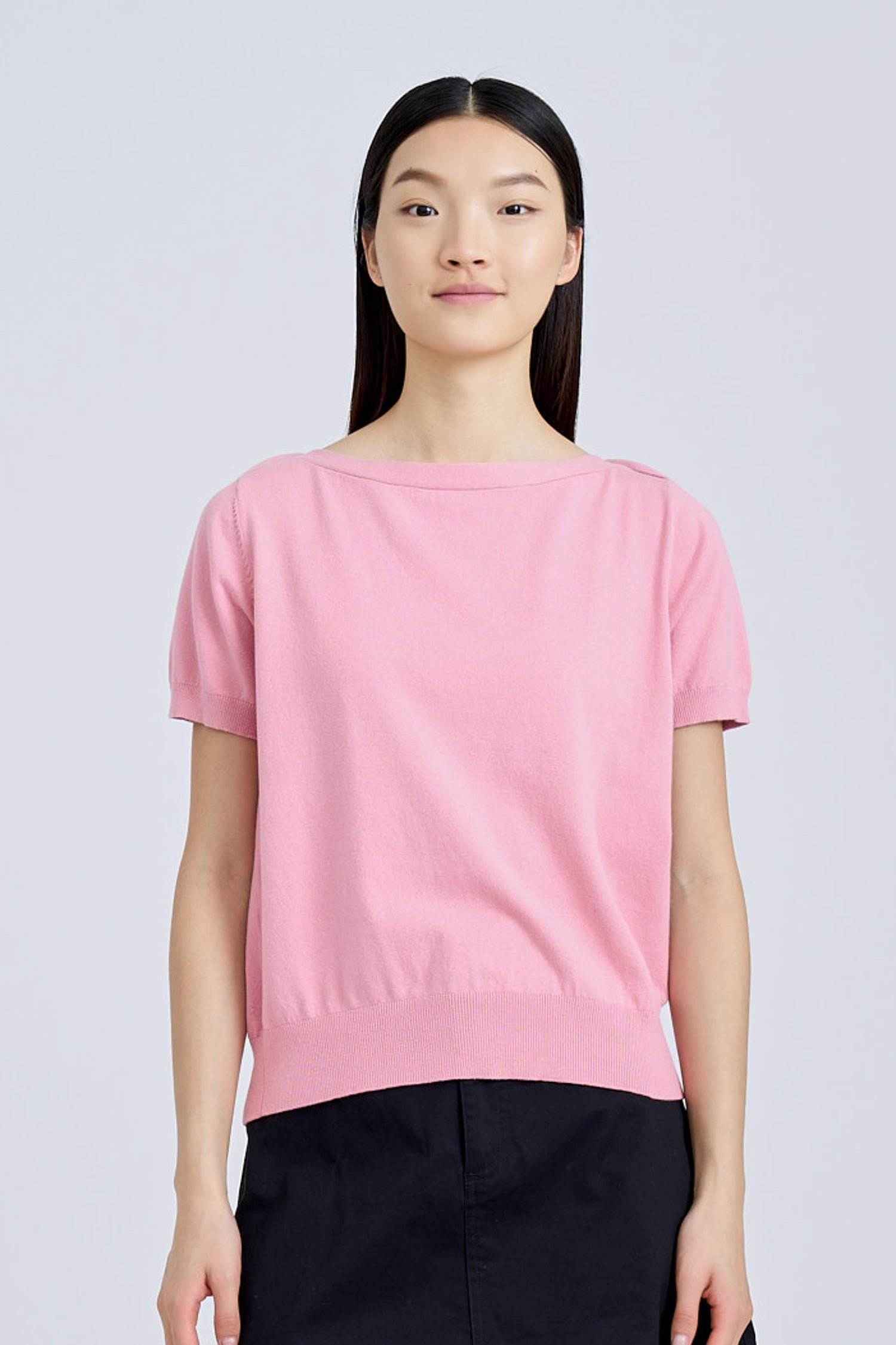 Knitted Boat Neck Top - Blush