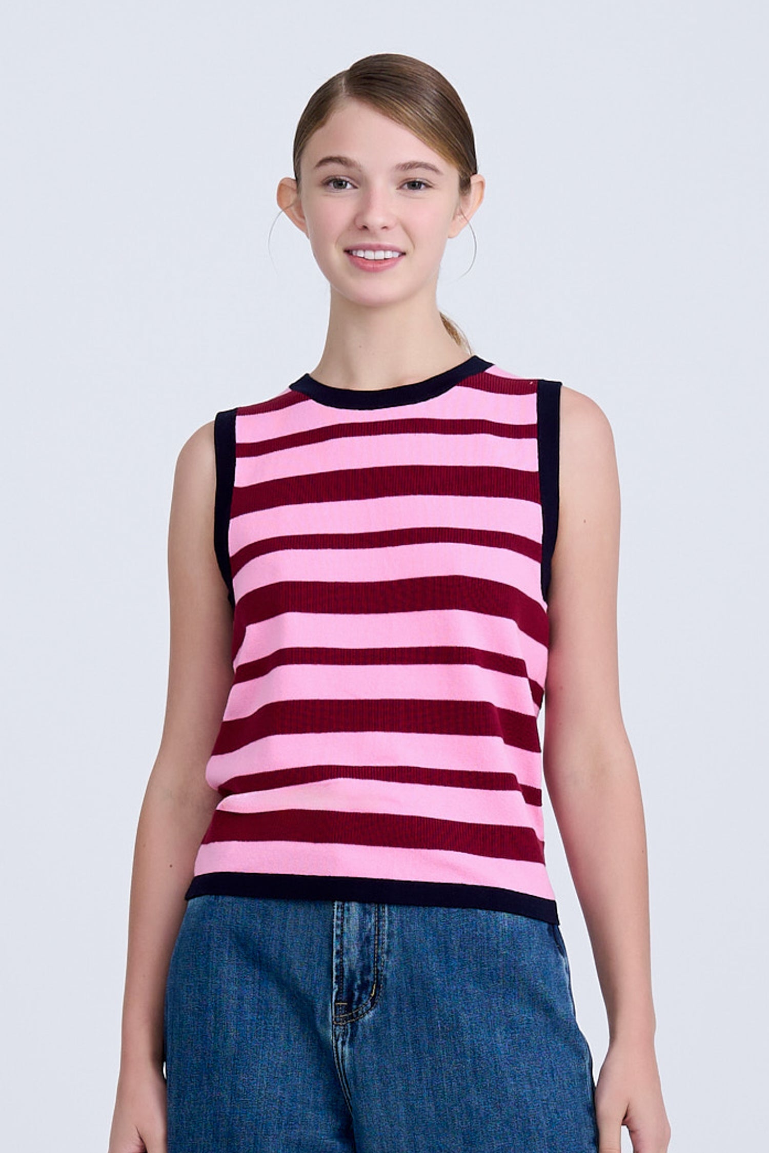 Knitted Striped Racerback Top - Multi Stripes