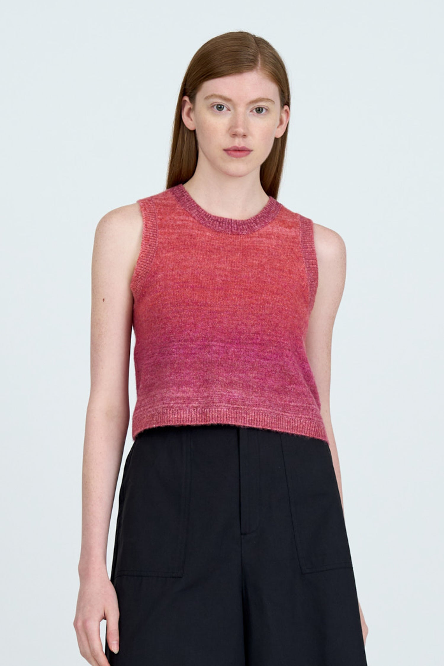 Knitted Gradient Sleeveless Top - Rosewood