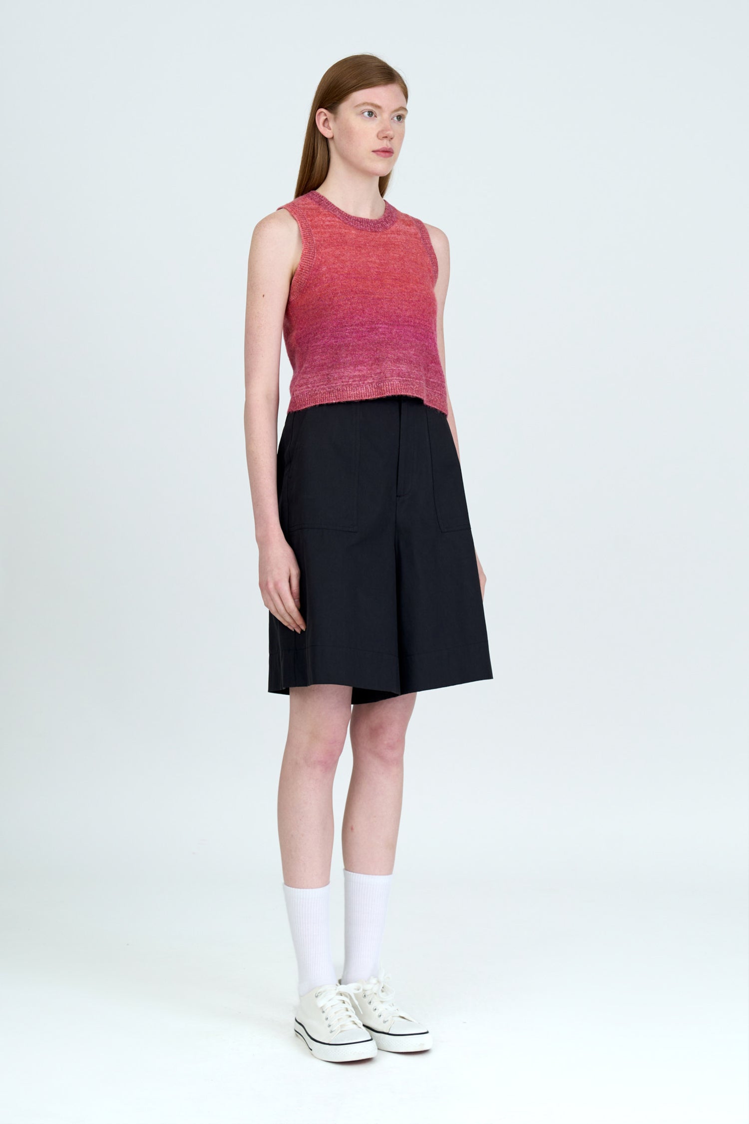 Knitted Gradient Sleeveless Top - Rosewood