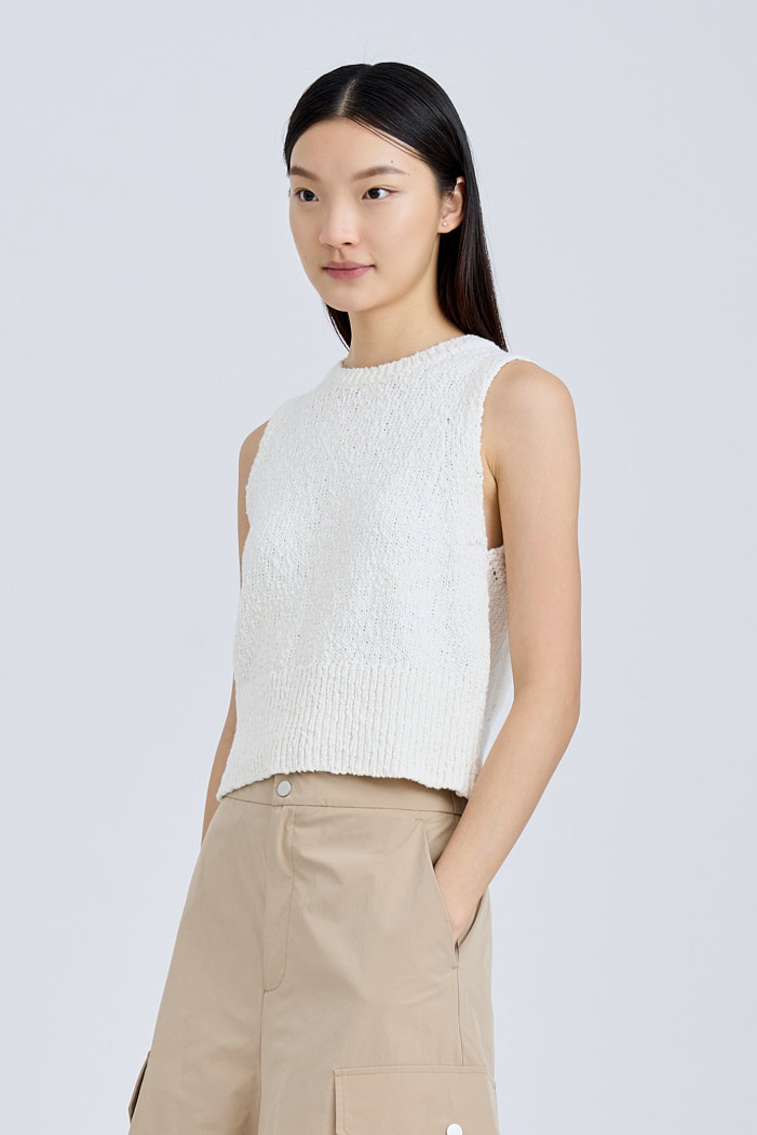 Knitted Textured Top - Cream