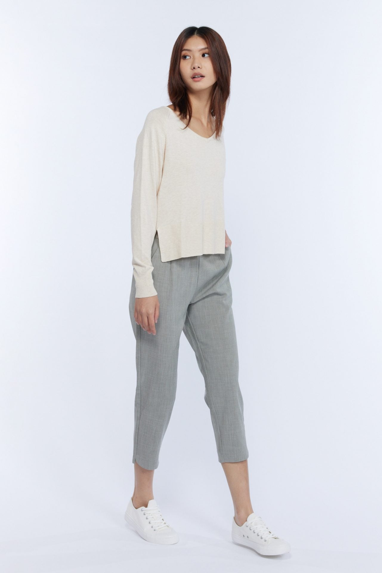 Pull-Up Slim Trousers