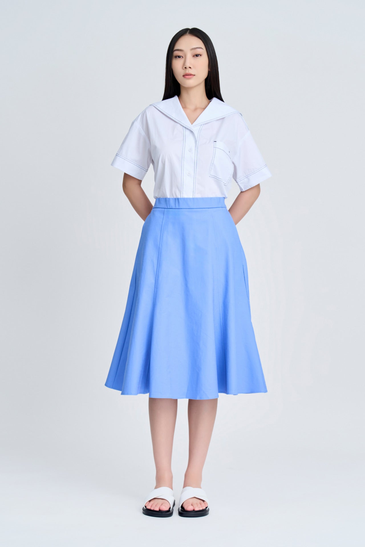 Seam Detail Circular Skirt - Periwinkle