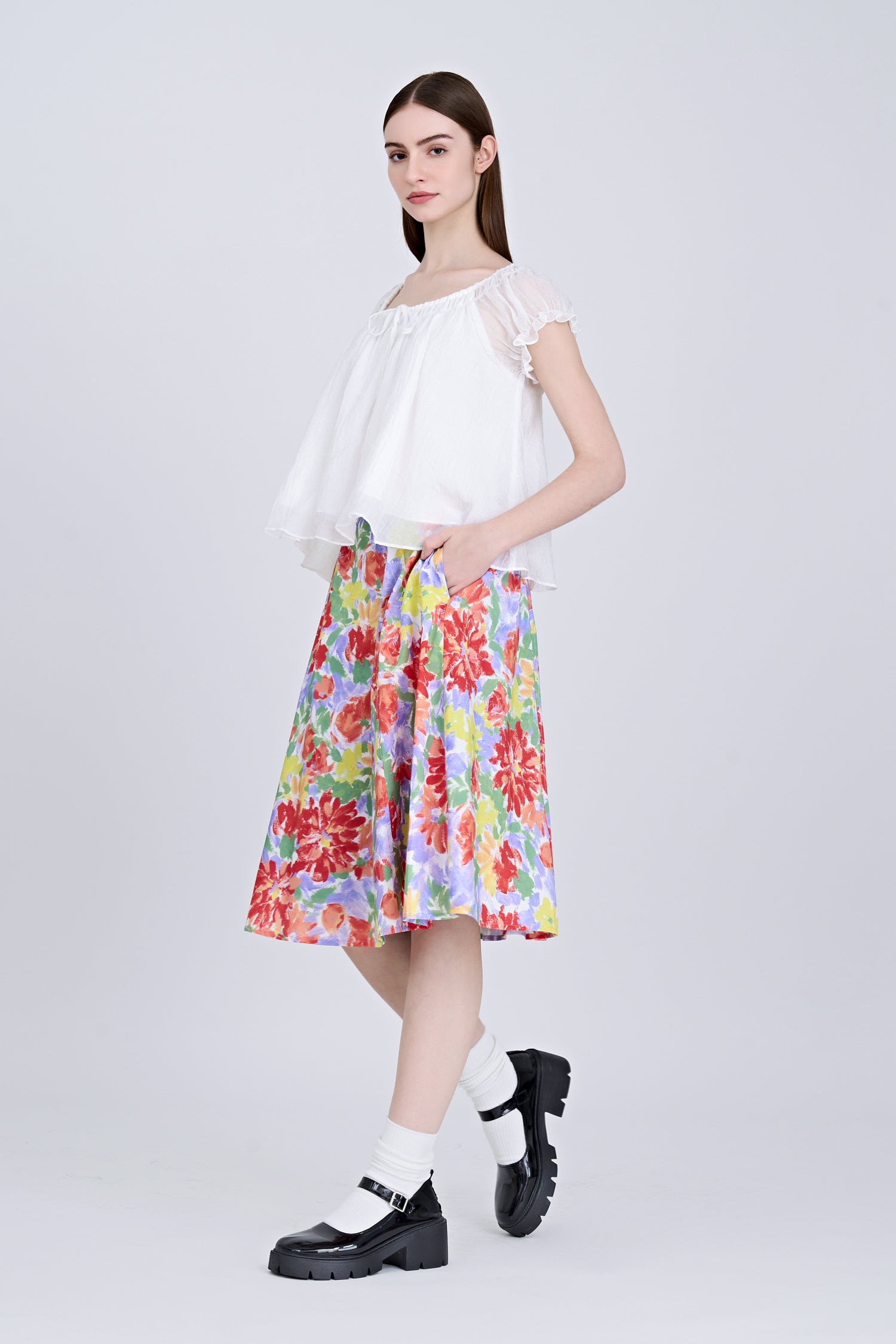 Floral Gathered Skirt - Mixed Florals