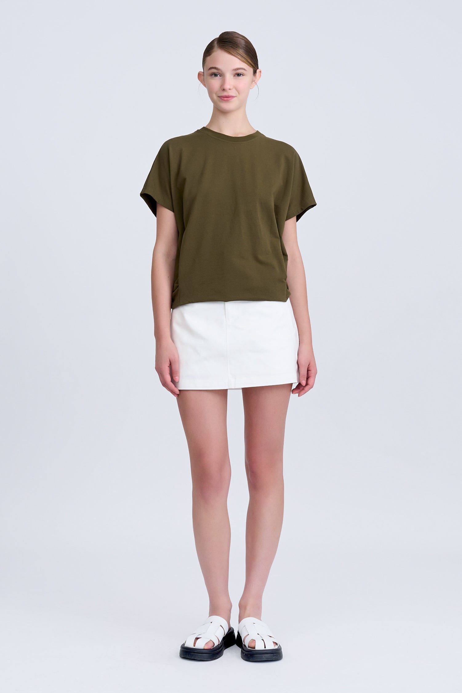 Snap Button Tee - Army Green