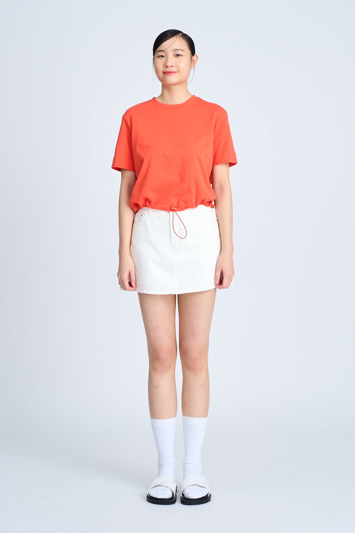 Short Sleeve Drawcord Tee - Vermillion