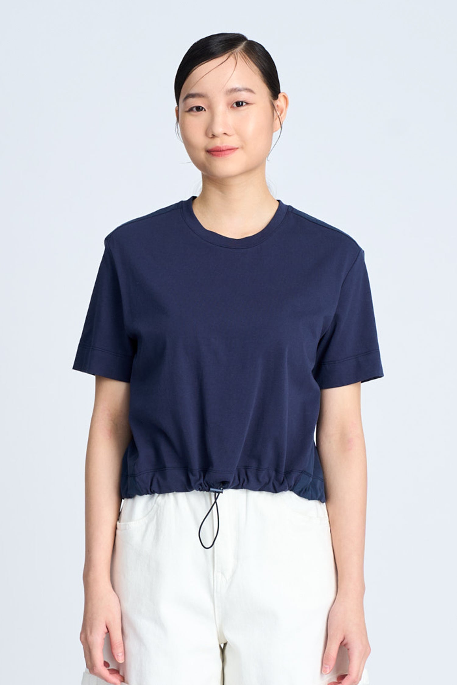 Short Sleeve Drawcord Tee - Navy