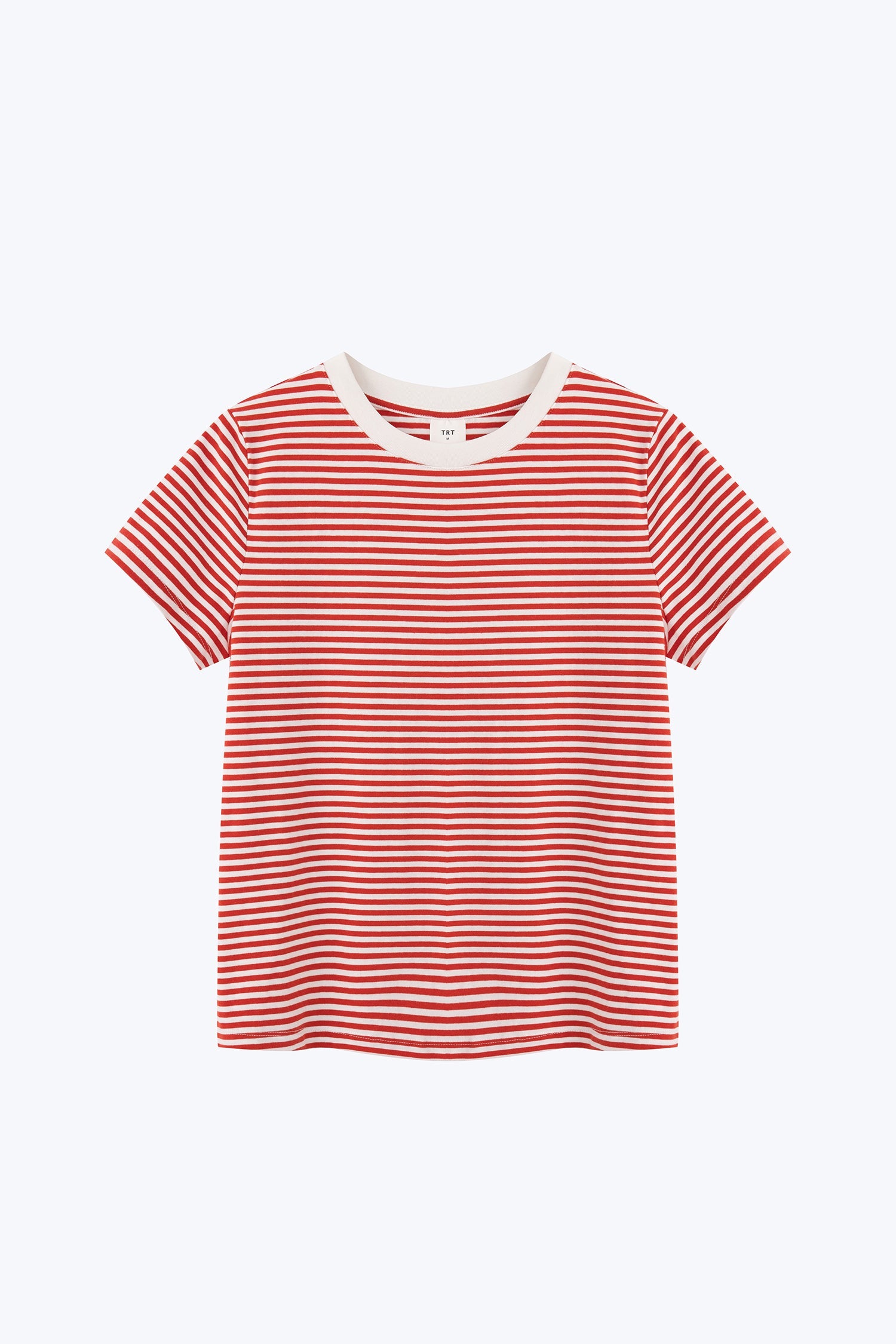 Crew Neck Striped Tee - Red