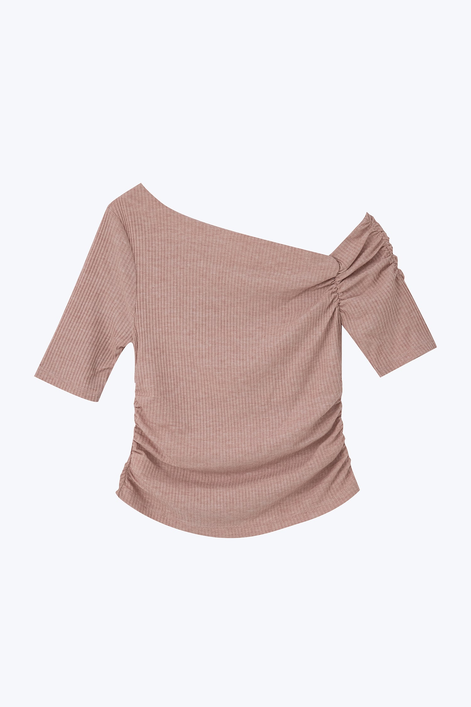 Asymmetric Ribbed Tee - Shimmer Blush