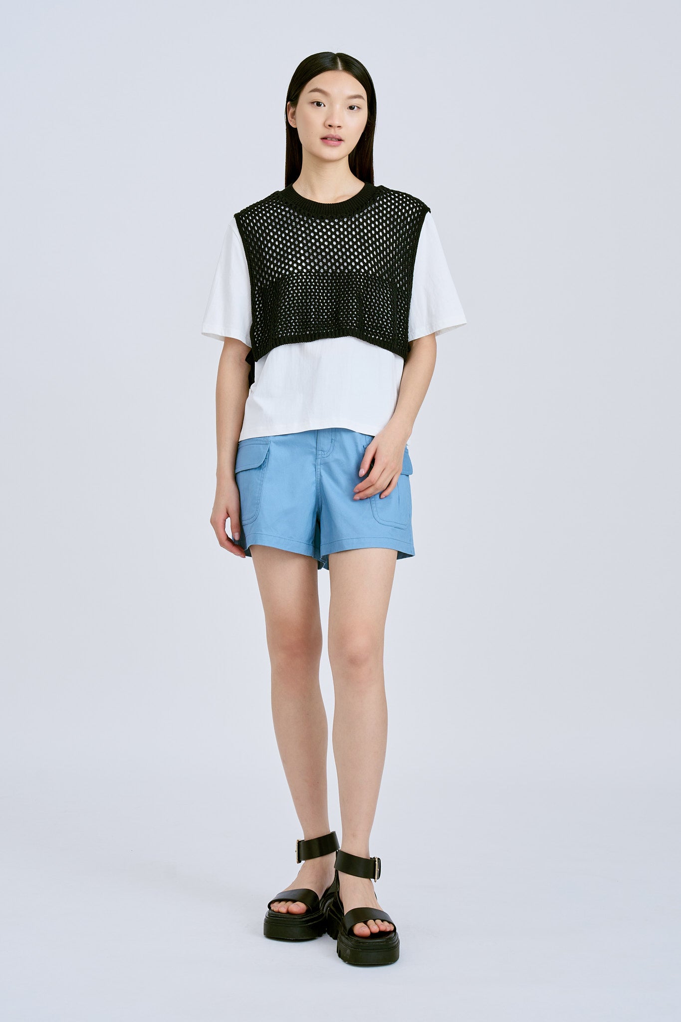 Layered Knit Tee - Black