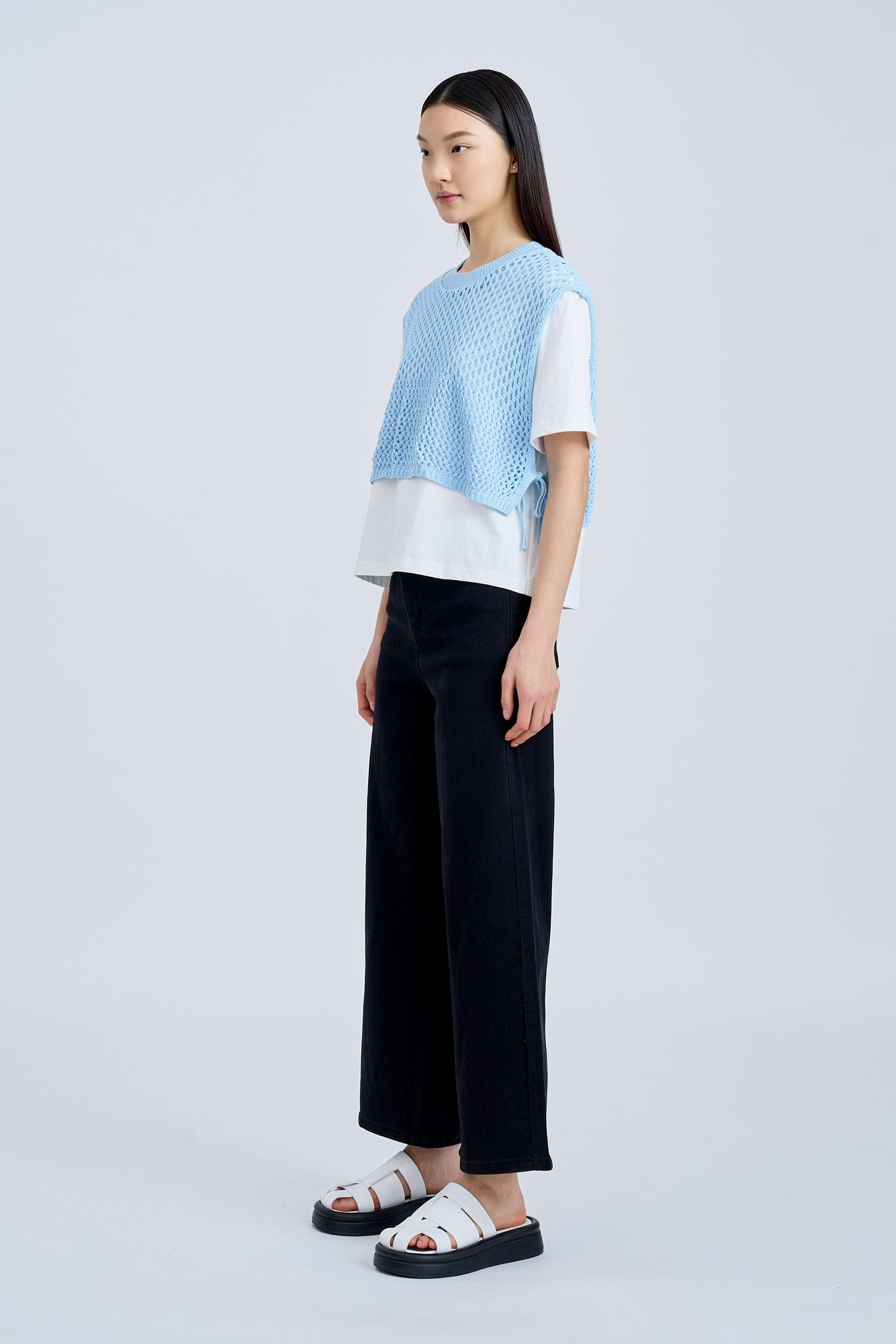 Layered Knit Tee - Sky Blue