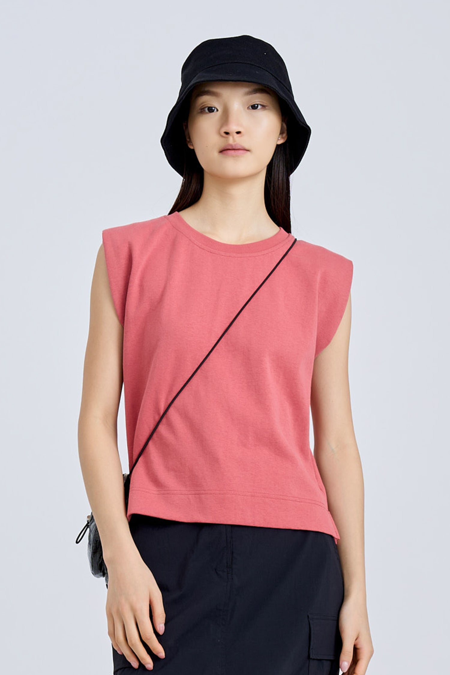 Shoulder Padded Tee - Dusty Cedar