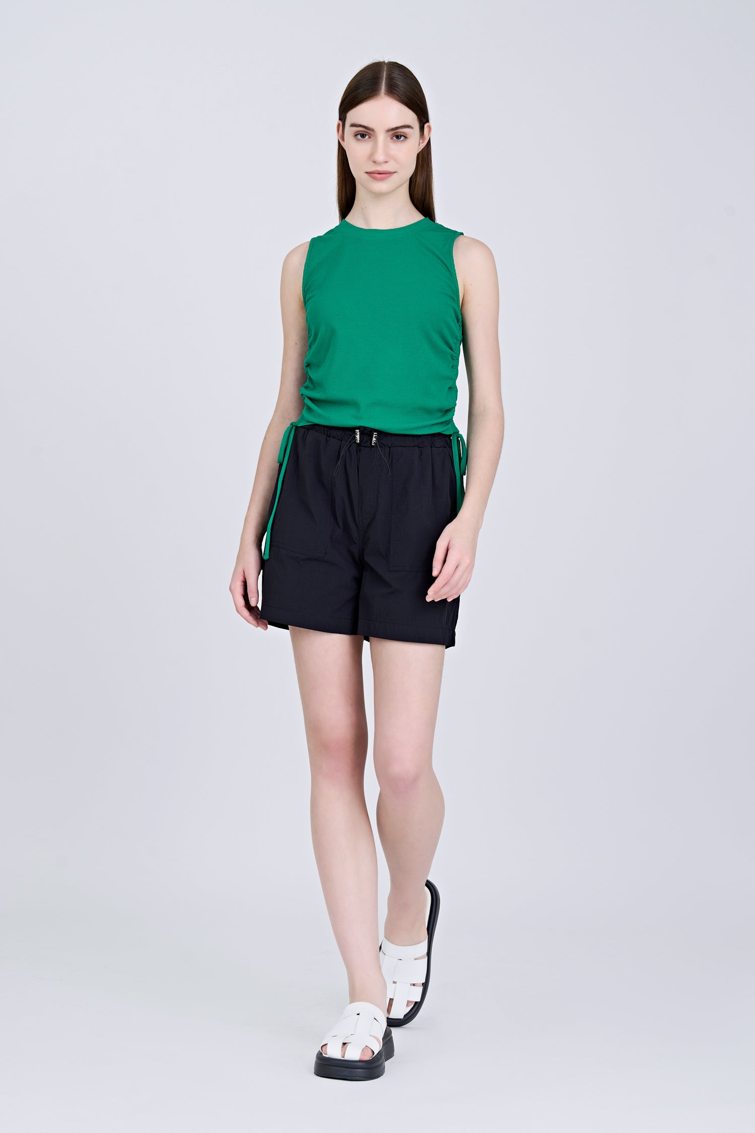 Sleeveless Ruche Tee - Green