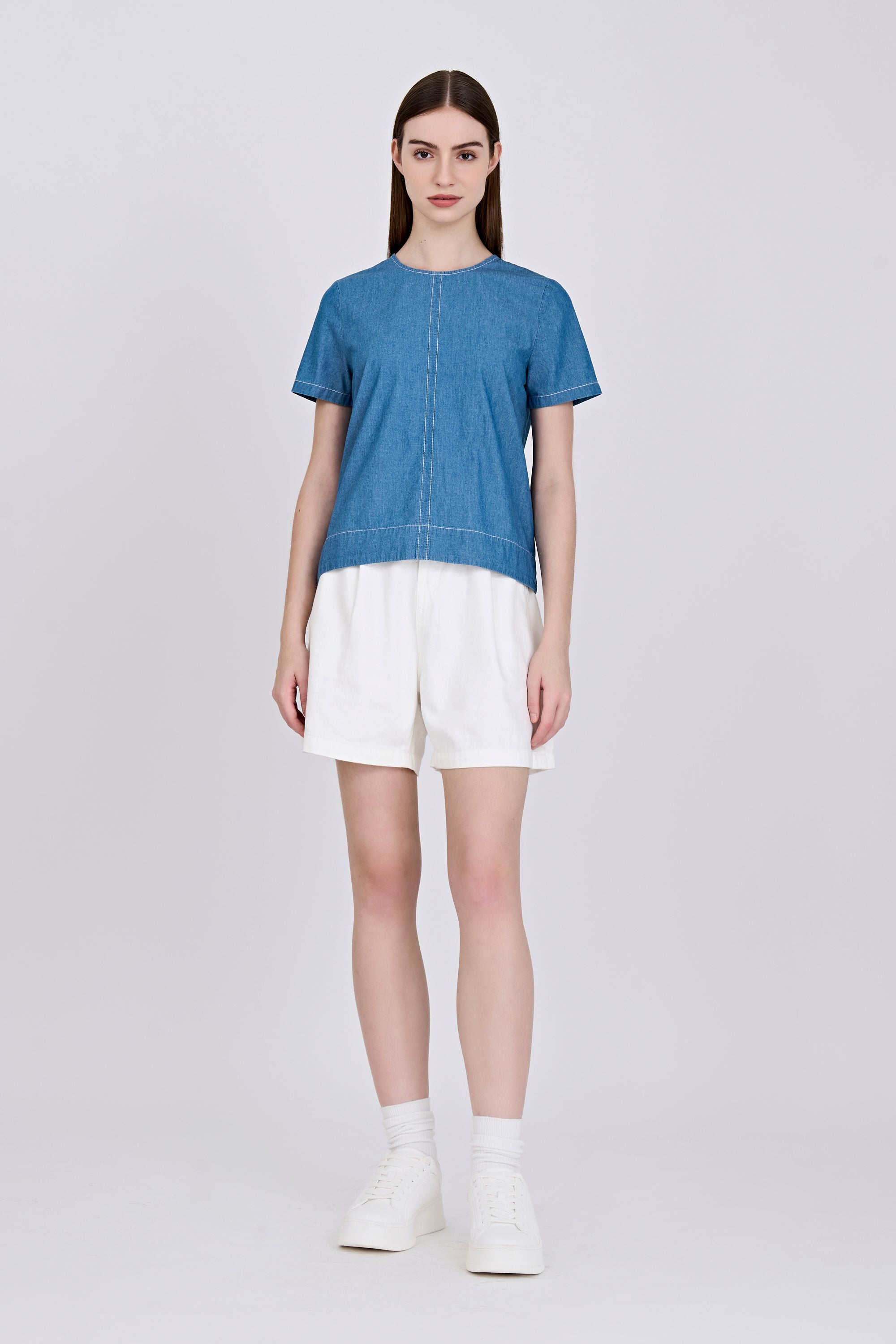 Short Sleeve Blouse - Denim