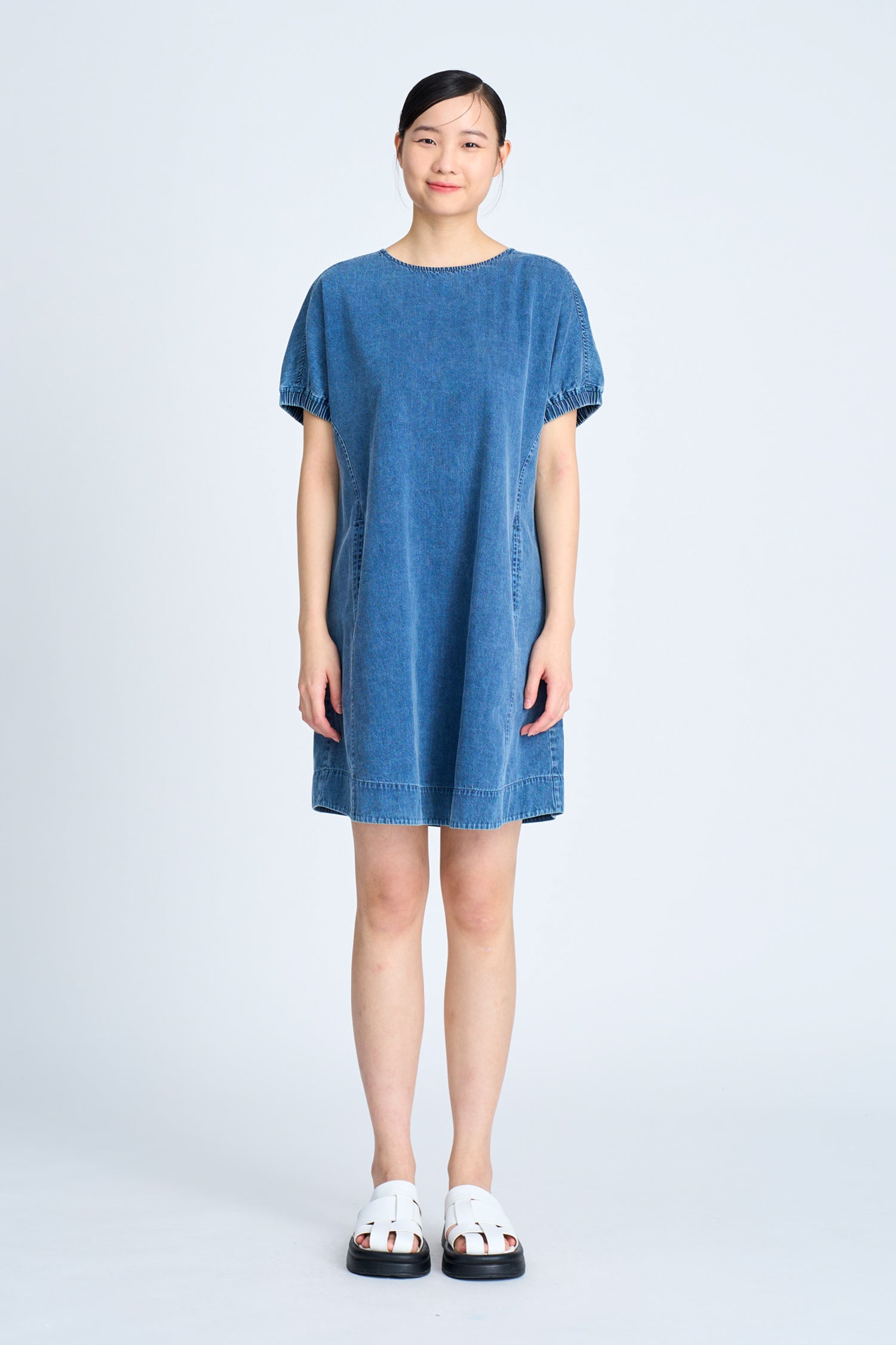 Denim Elasticised Cuff Dress - Denim