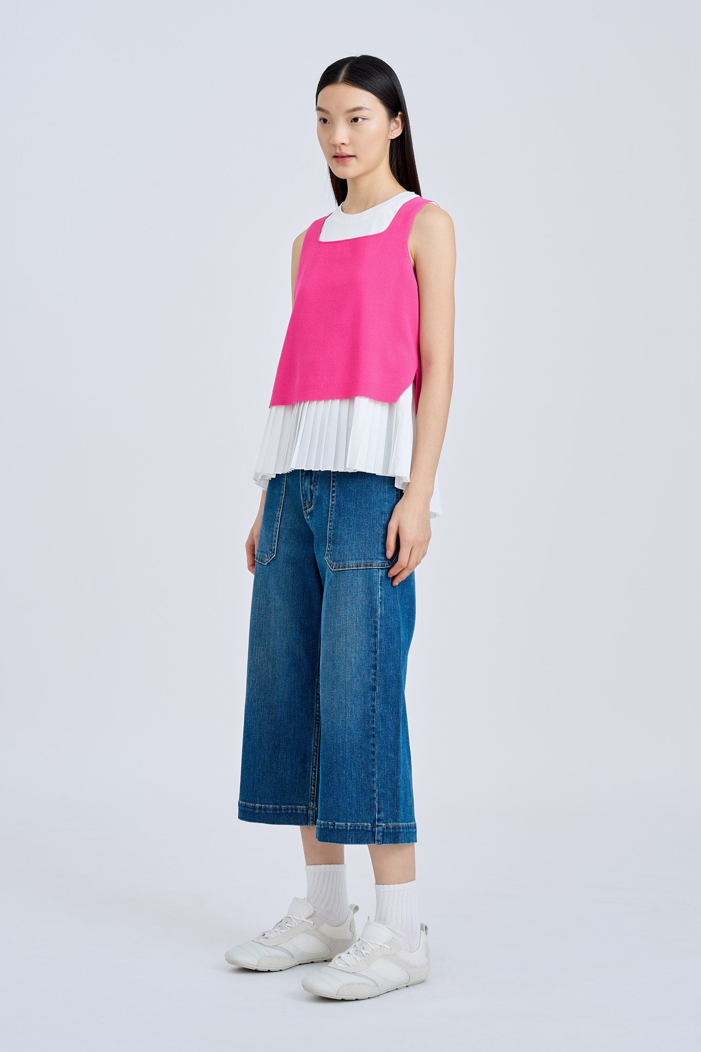 Patch Pocket Culottes - Denim