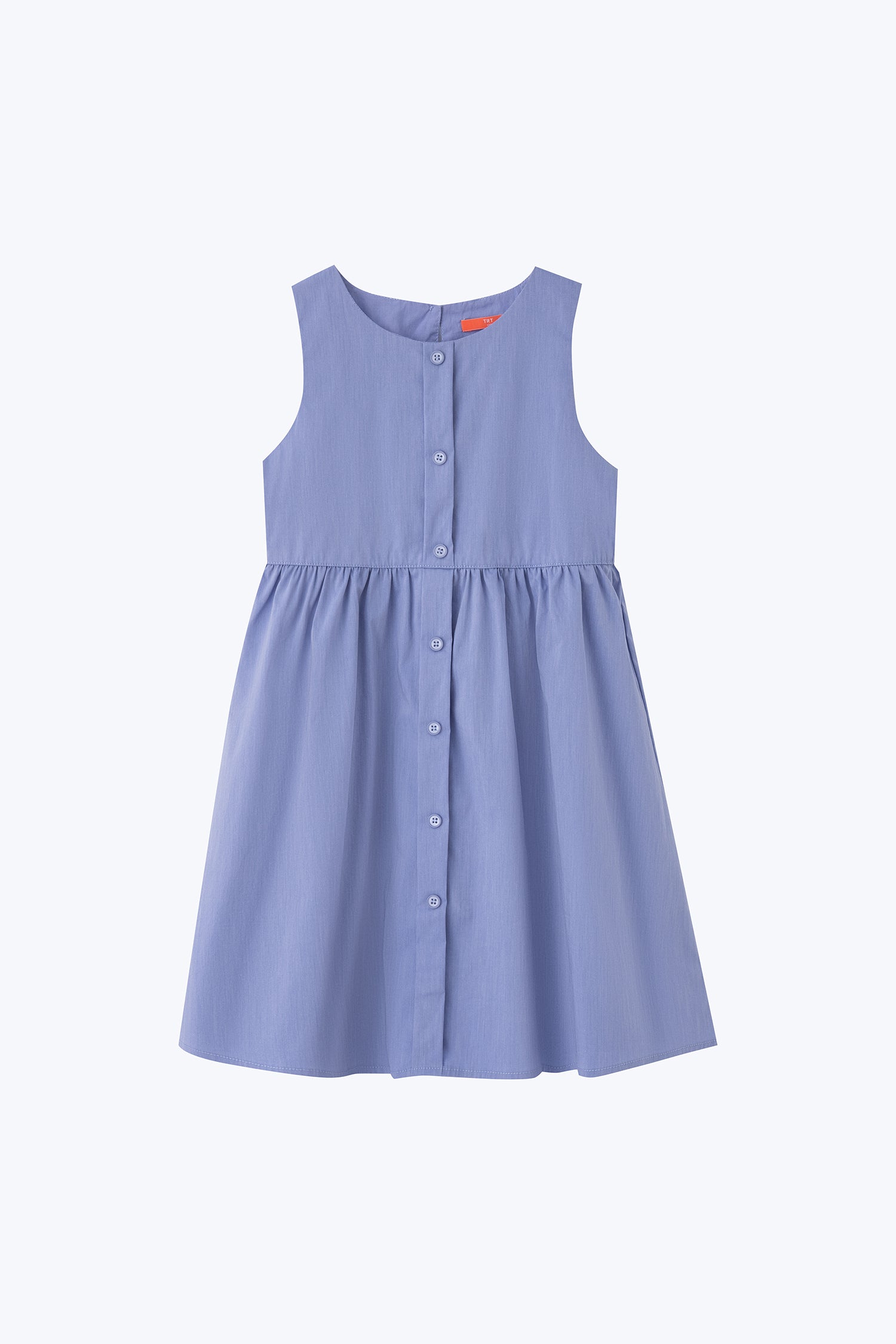 Sleeveless Gathered Dress - Denim Blue