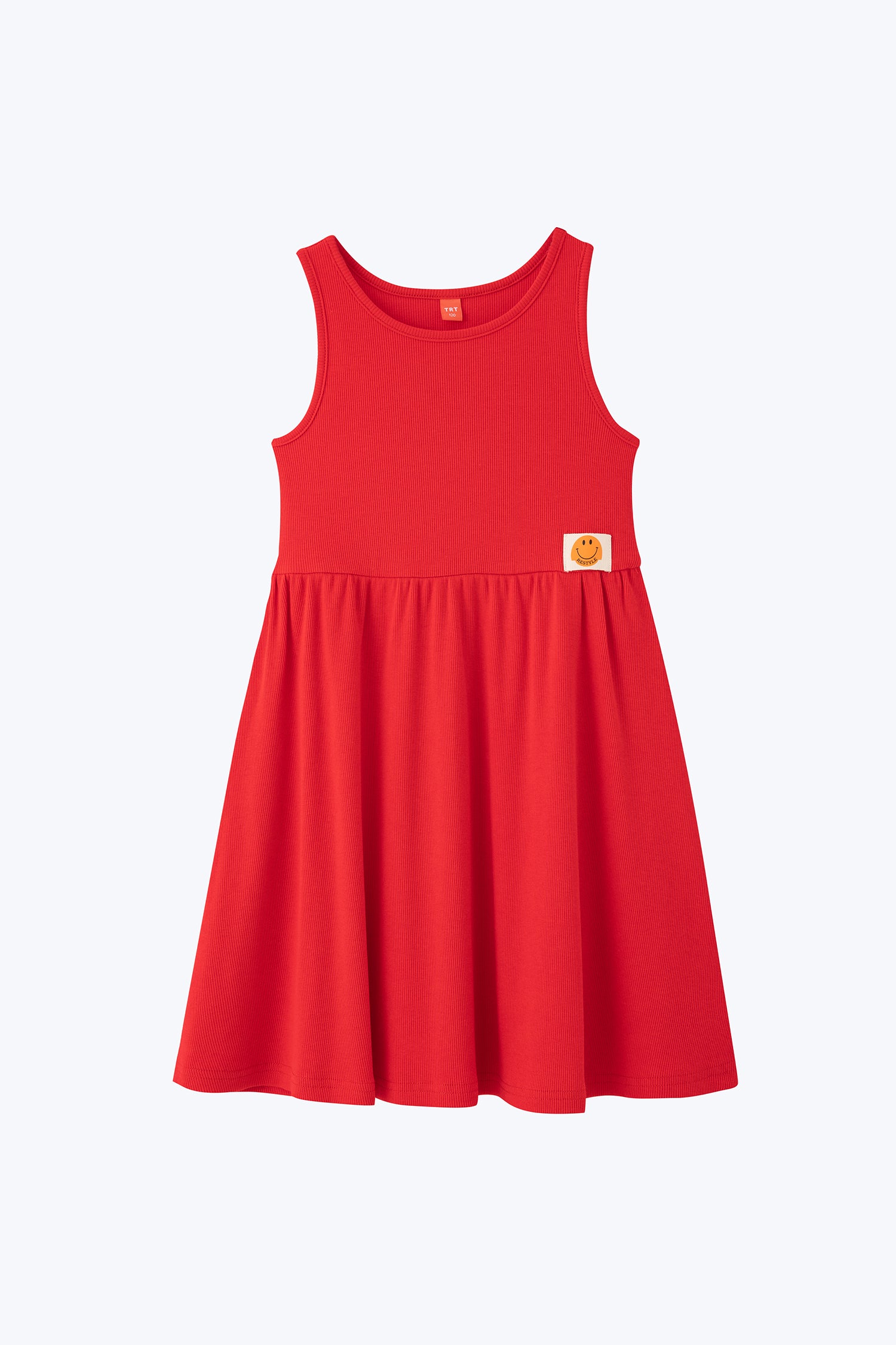 Sleeveless Ribbed Girl&#39;s Dress - Red