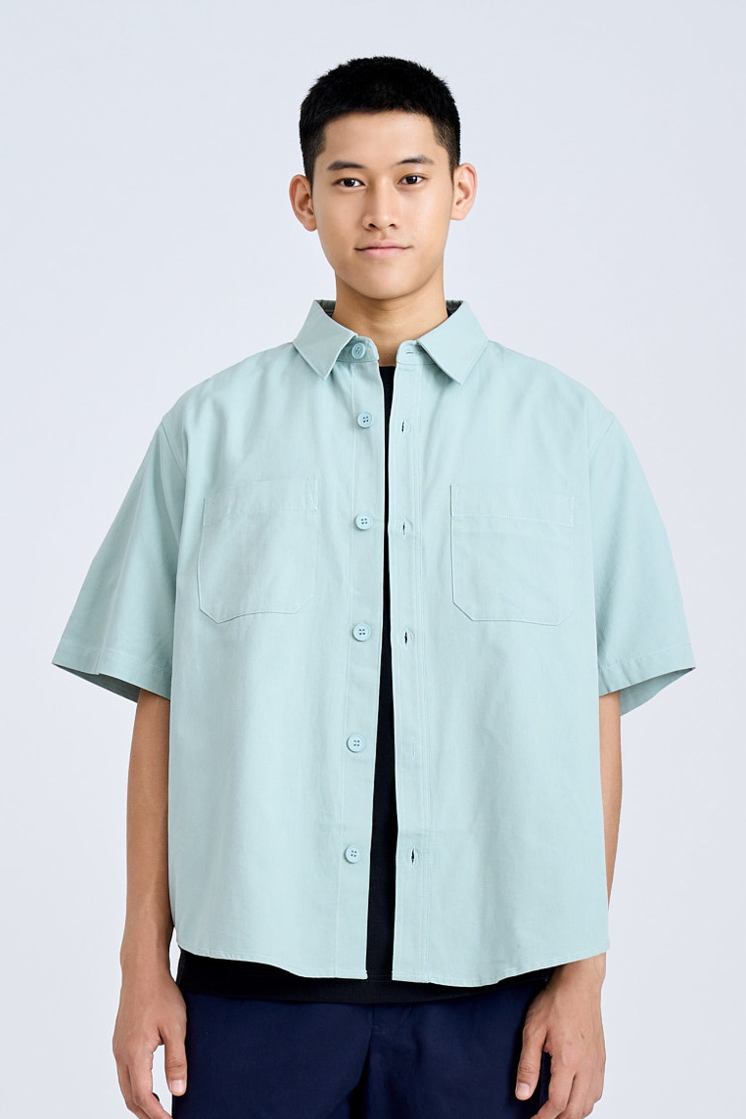 Casual Dual Pocket Shirt - Teal Green