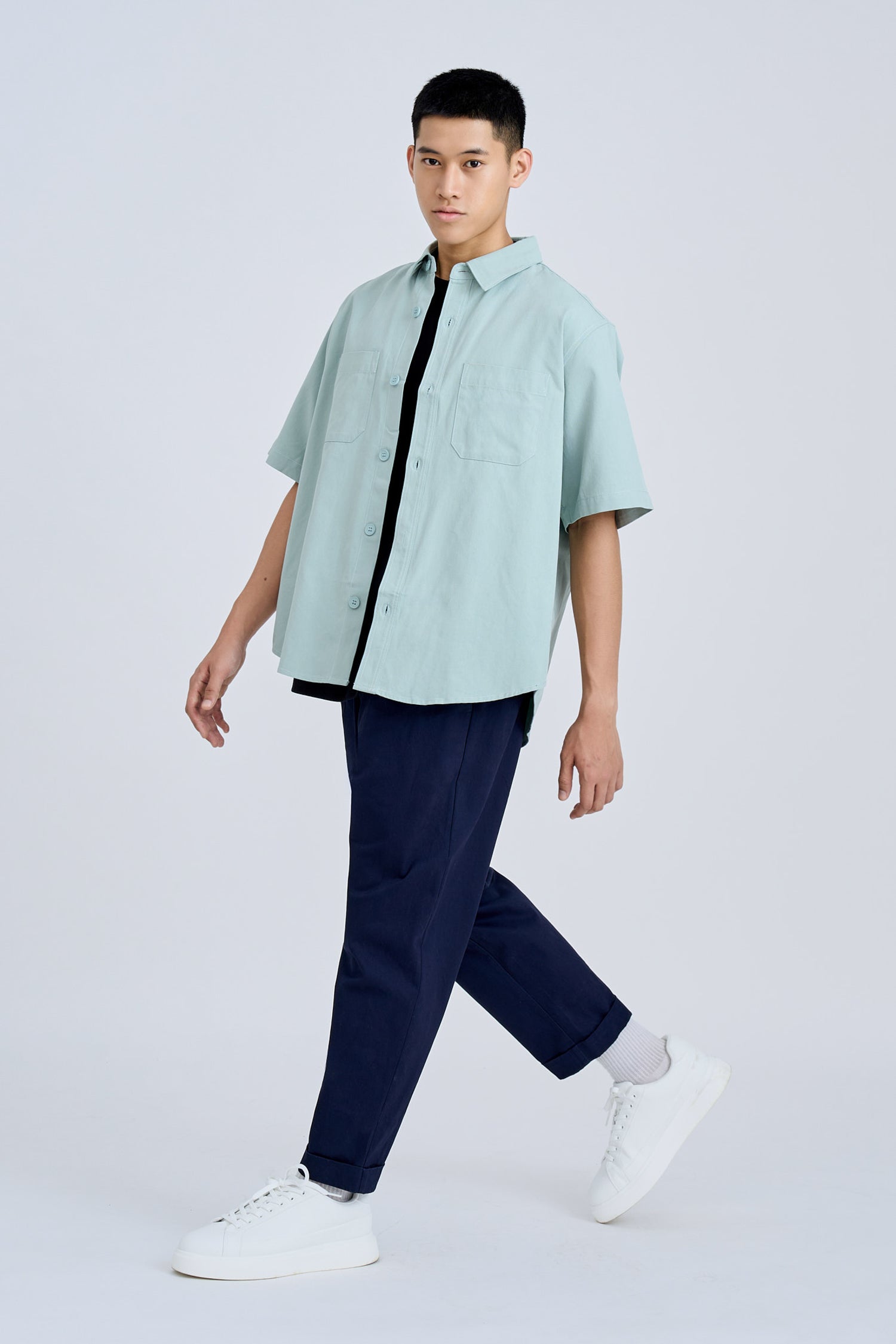 Casual Dual Pocket Shirt - Teal Green