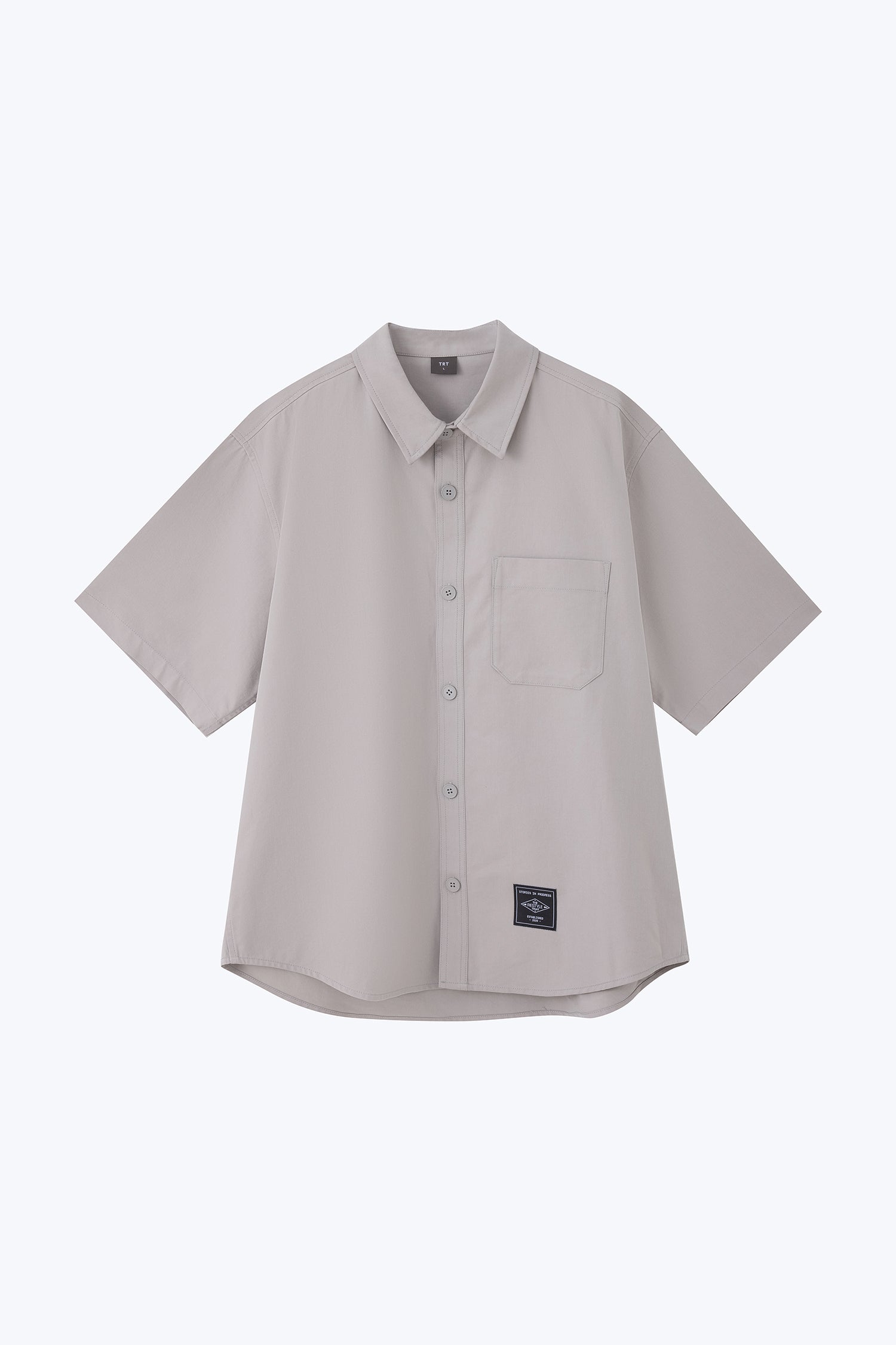 Oversized Shirt With Label At Hem - Silver