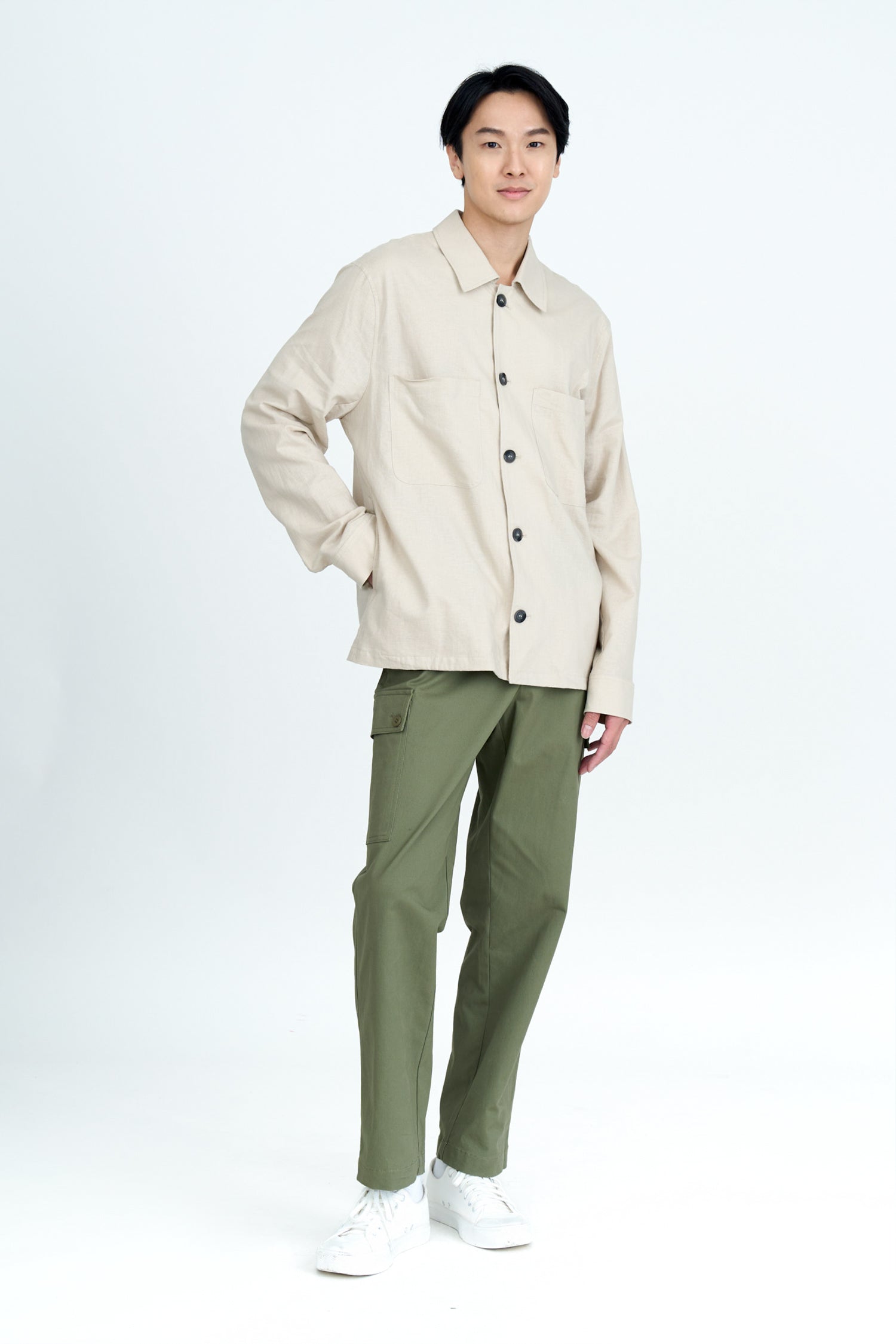 Double Pocket Cotton Linen Shirt - Sand