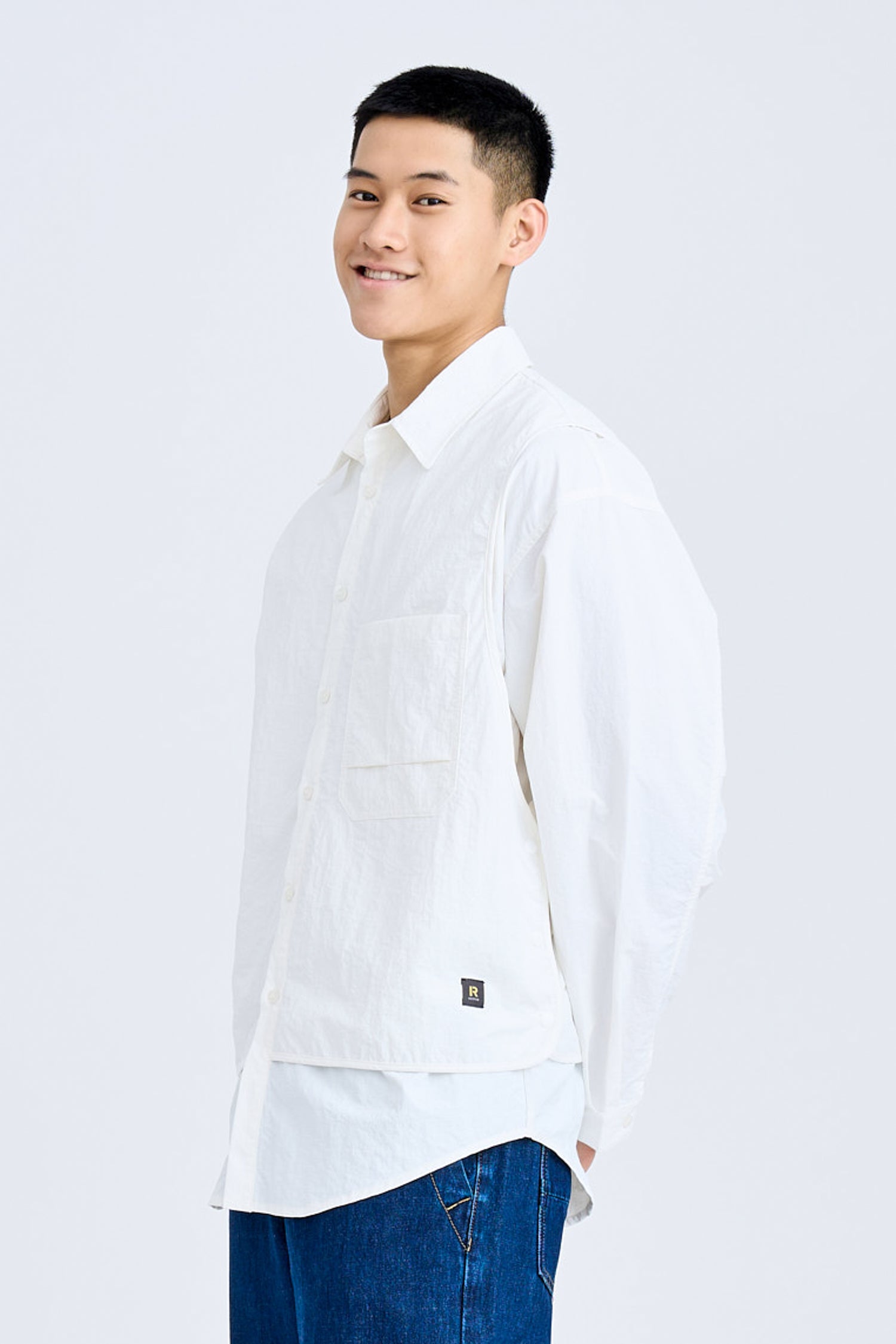 Double Vest and Long Sleeve Shirt - White