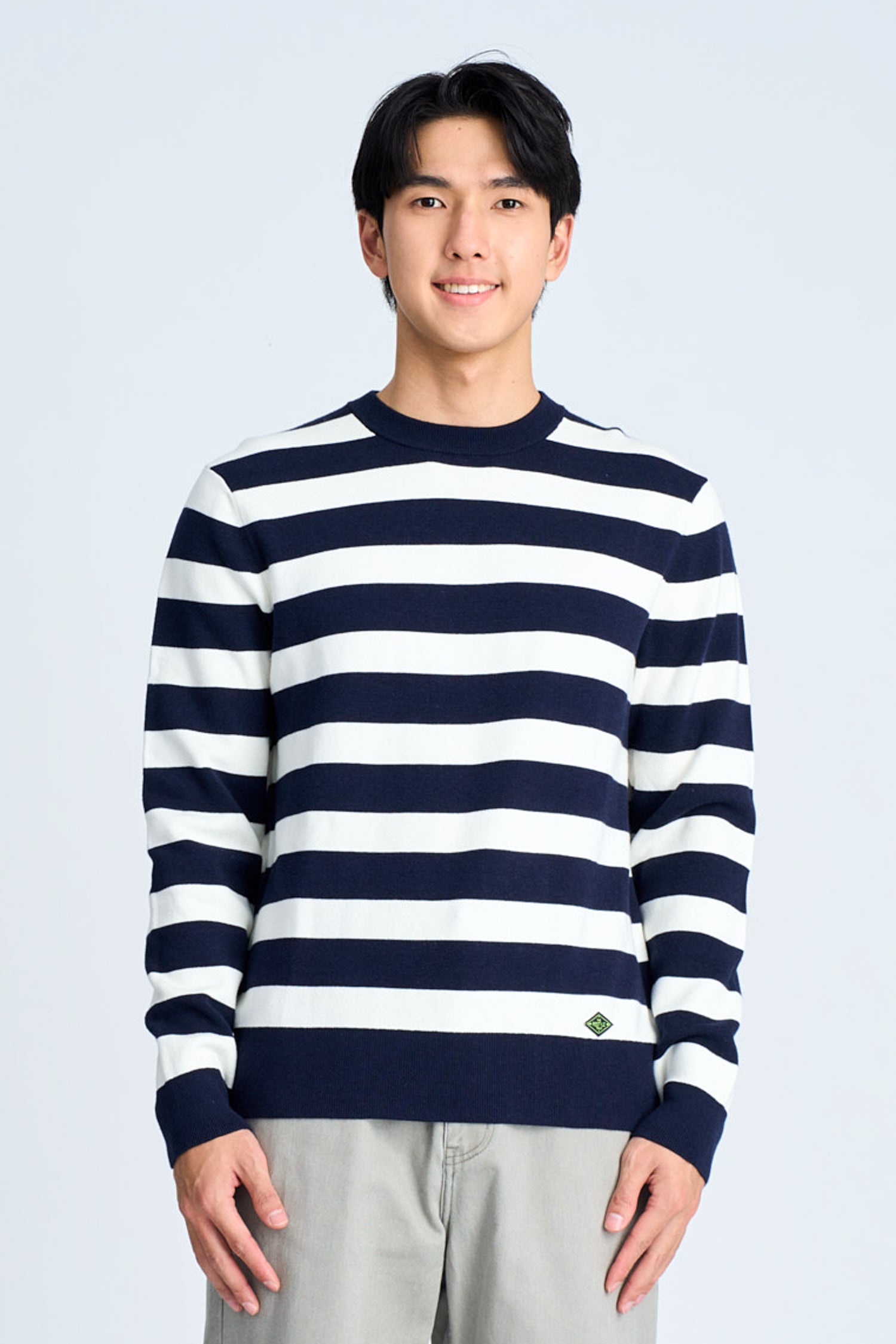 Knitted Cotton Crew Neck Sweater