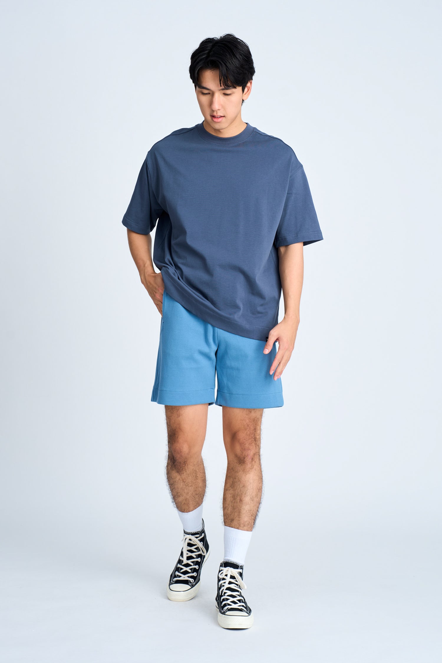 Heavyweight Jersey Drawstring Shorts - Steel Blue