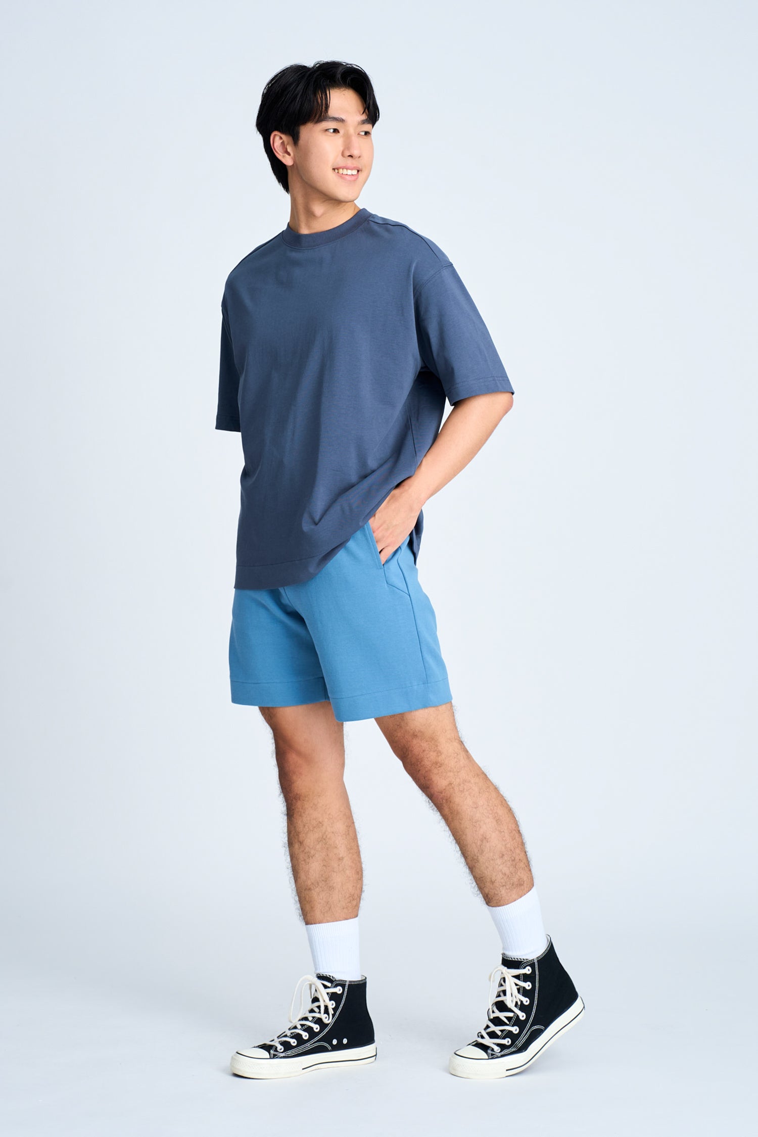 Heavyweight Jersey Drawstring Shorts - Steel Blue