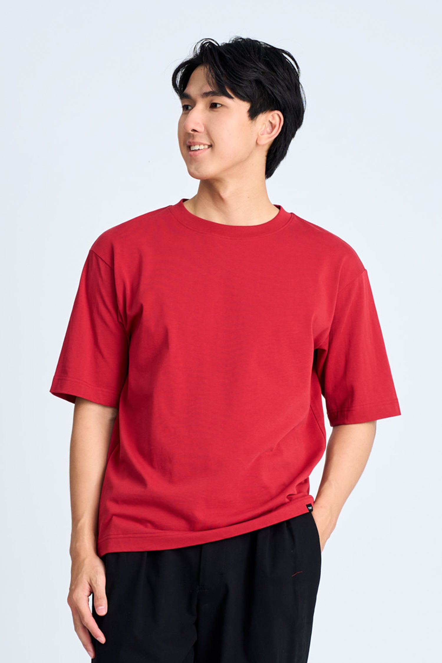 (B) Classic Relaxed-Fit Crew Neck Tee - Crimson