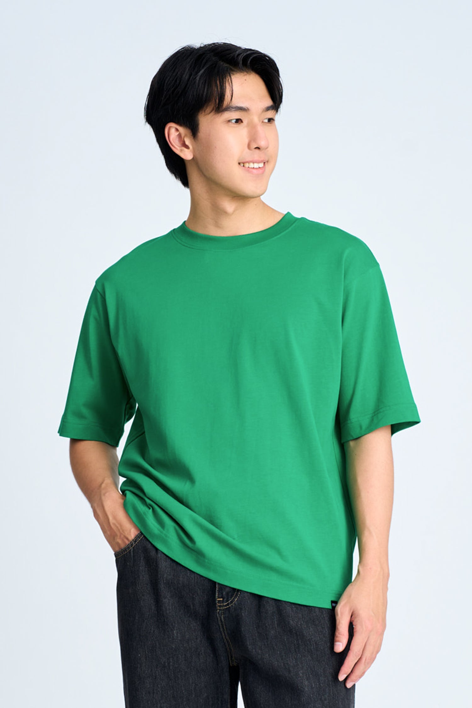 (B) Classic Relaxed-Fit Crew Neck Tee - Emerald Green