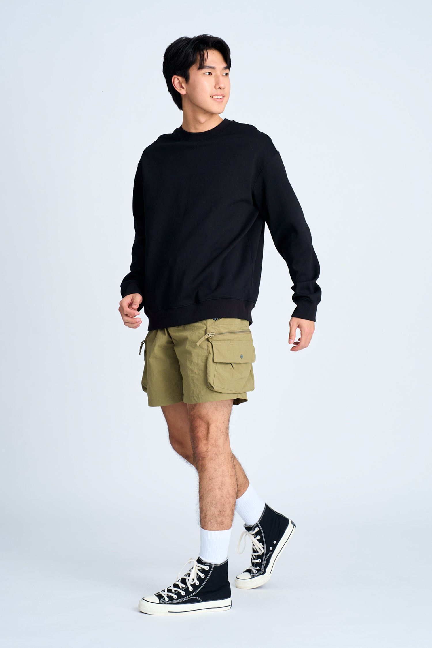 Cotton Blend Crew Neck Sweater