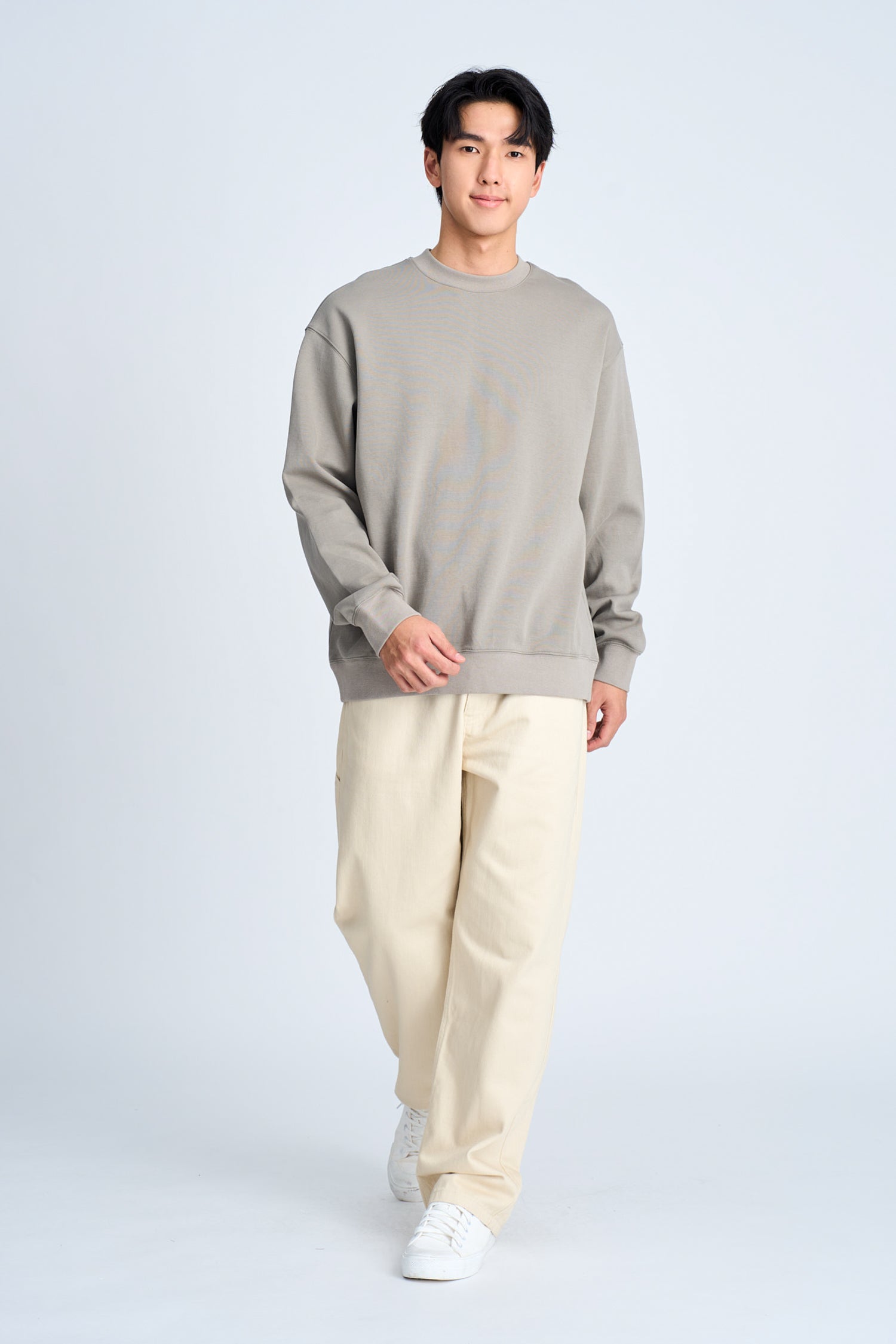 Cotton Blend Crew Neck Sweater