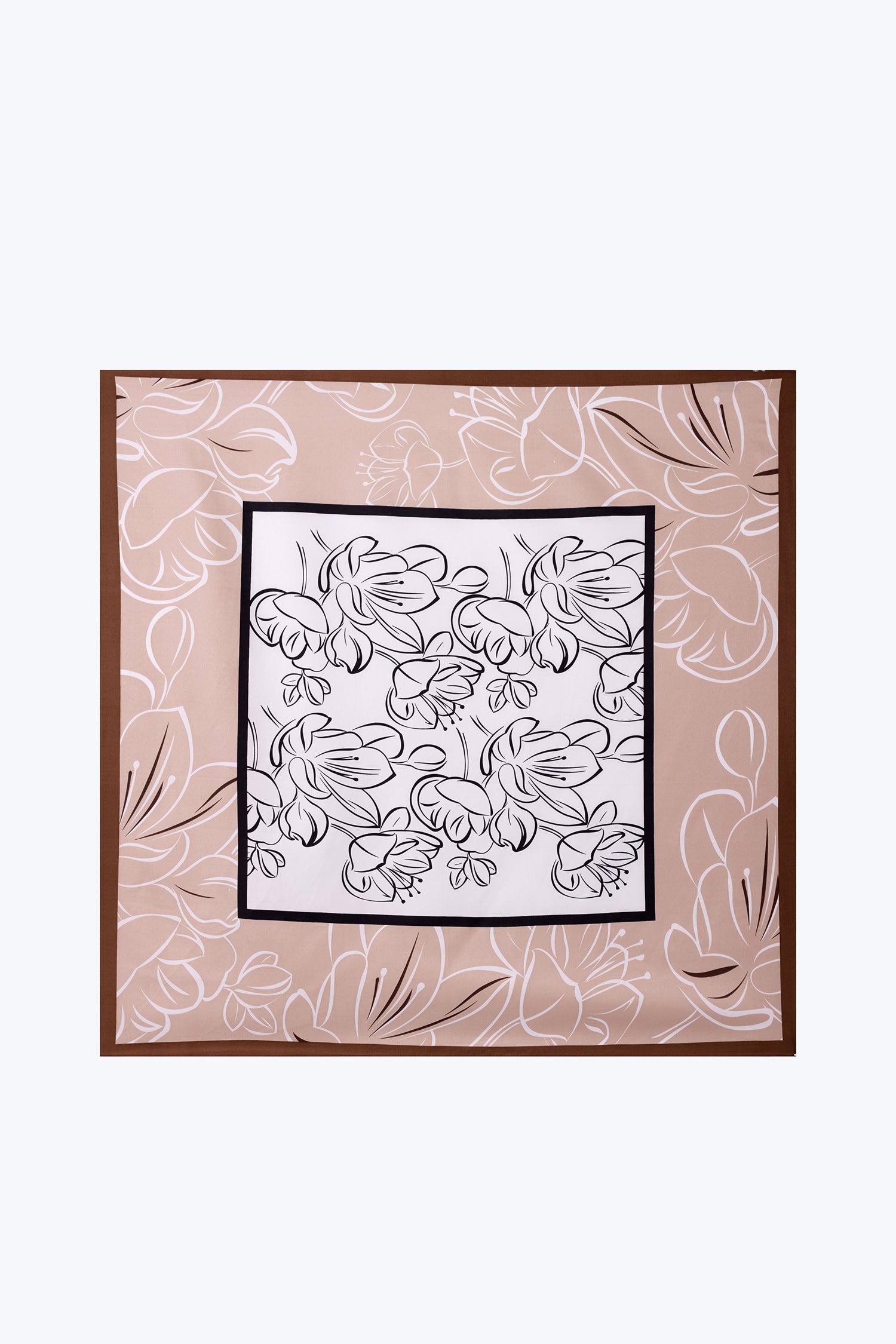 Abstract Floral Square Scarf - Cream