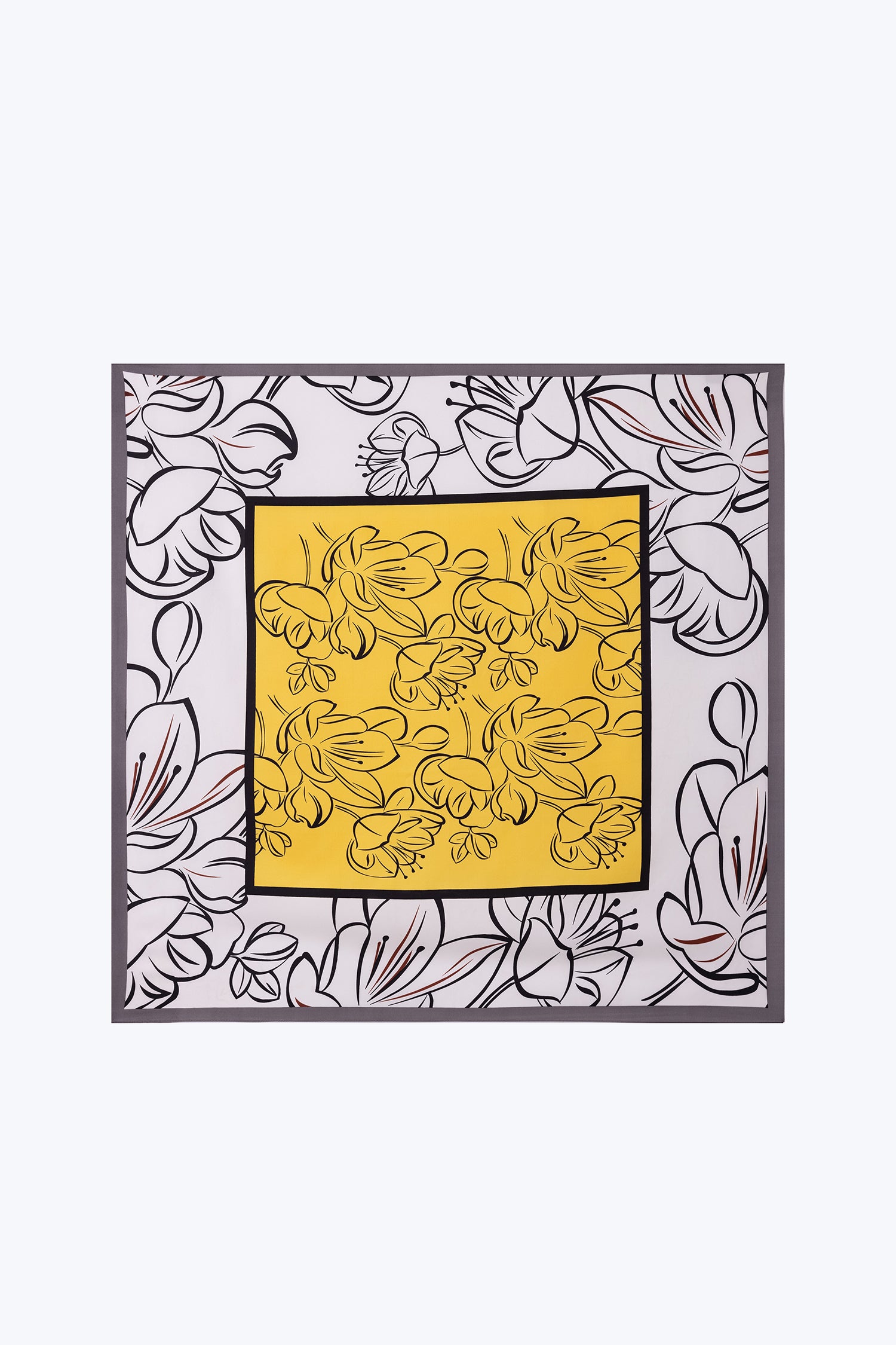 Abstract Floral Square Scarf - Yellow